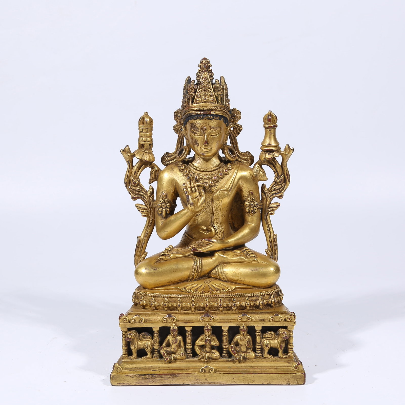 A GILT BRONZE AMOGHASIDDHI BUDDHA STATUE (1 of 9)