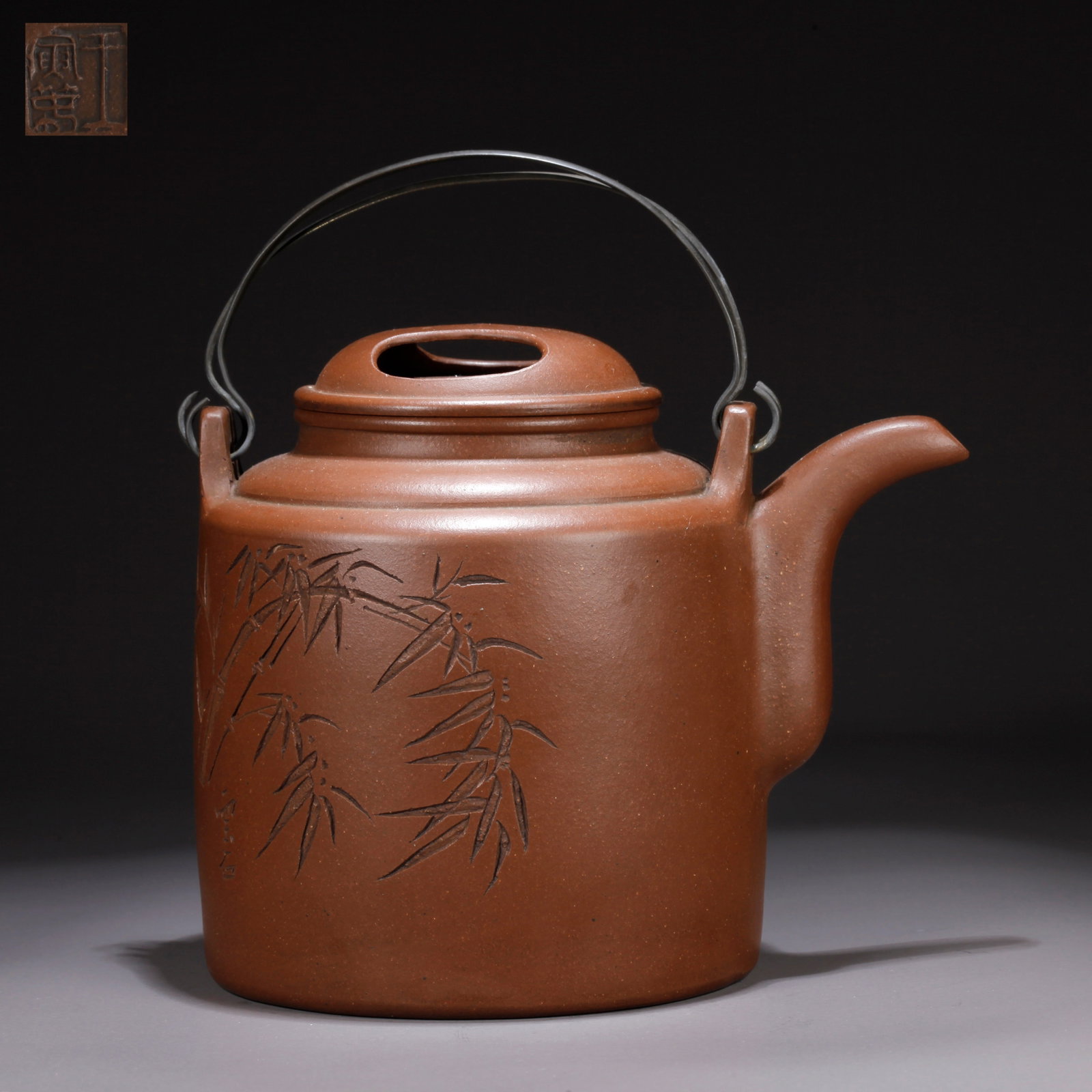 A PURPLE CLAY (ZISHA) TEAPOT WITH INSCRIBED POETRY (1 of 9)