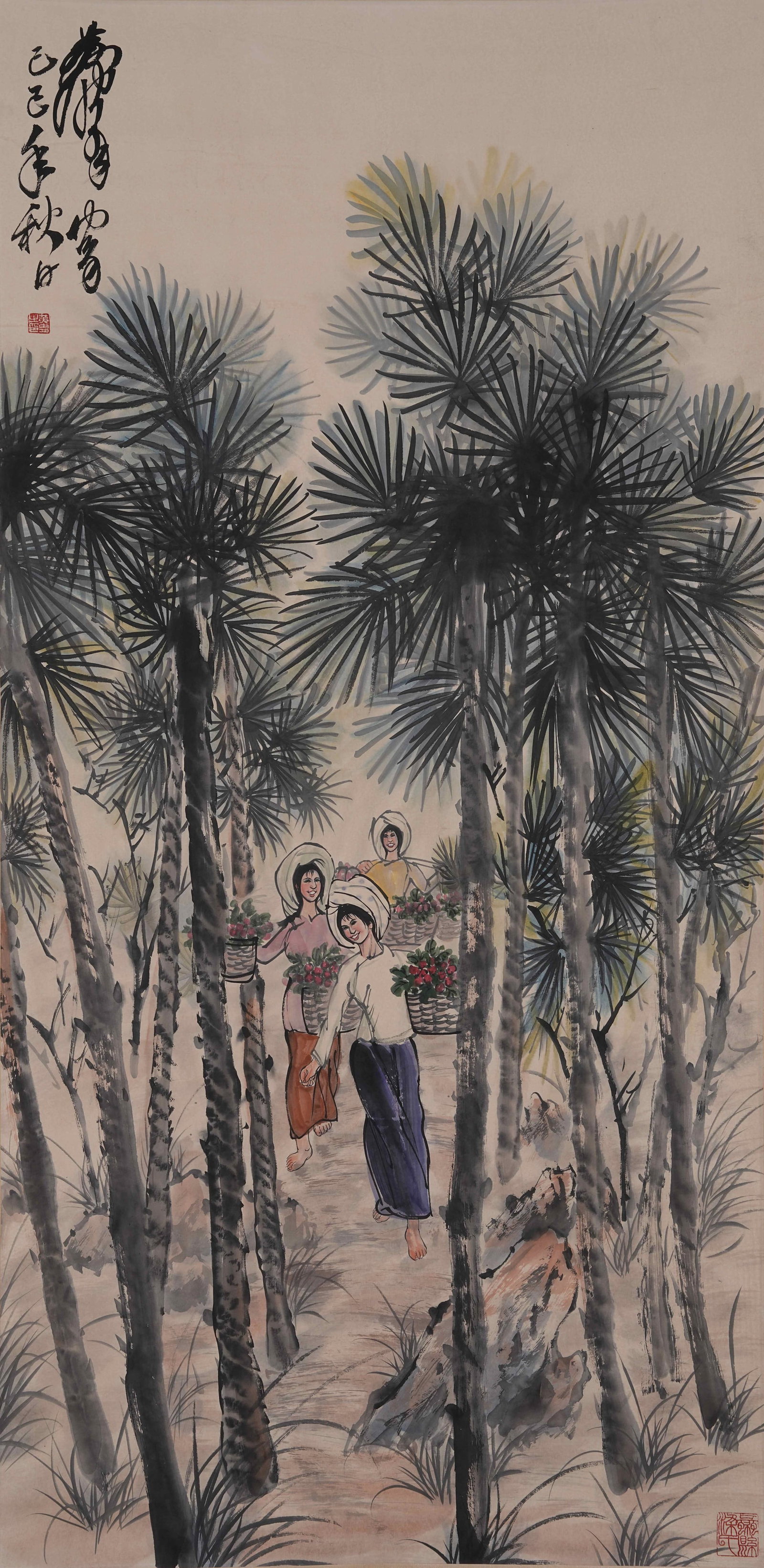 A FIGURE PAINTING ON PAPER BY HUANG ZHOU.黃胄 (1 of 9)