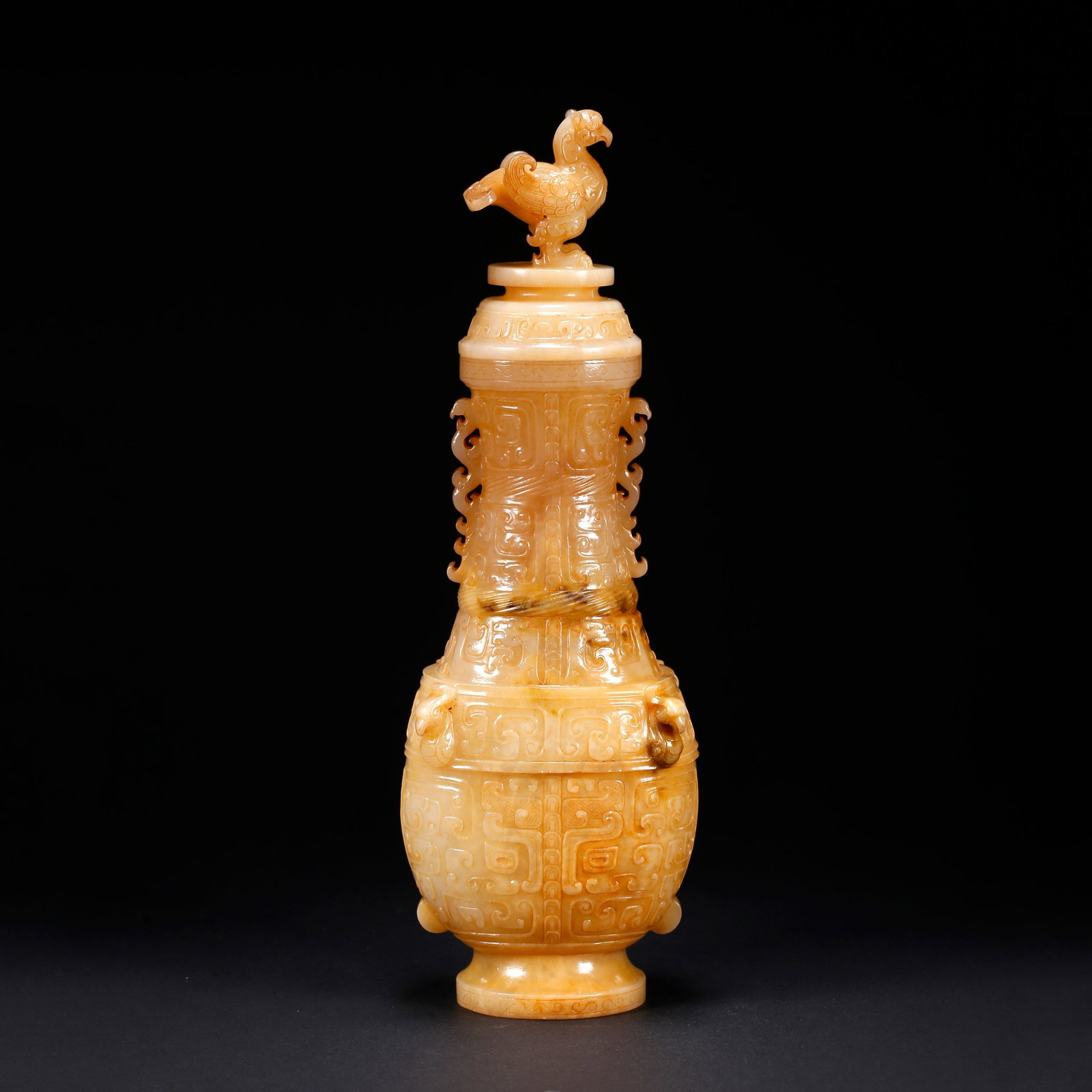 A HETIAN JADE COVERED BOTTLE WITH PHOENIX FINIAL (1 of 9)