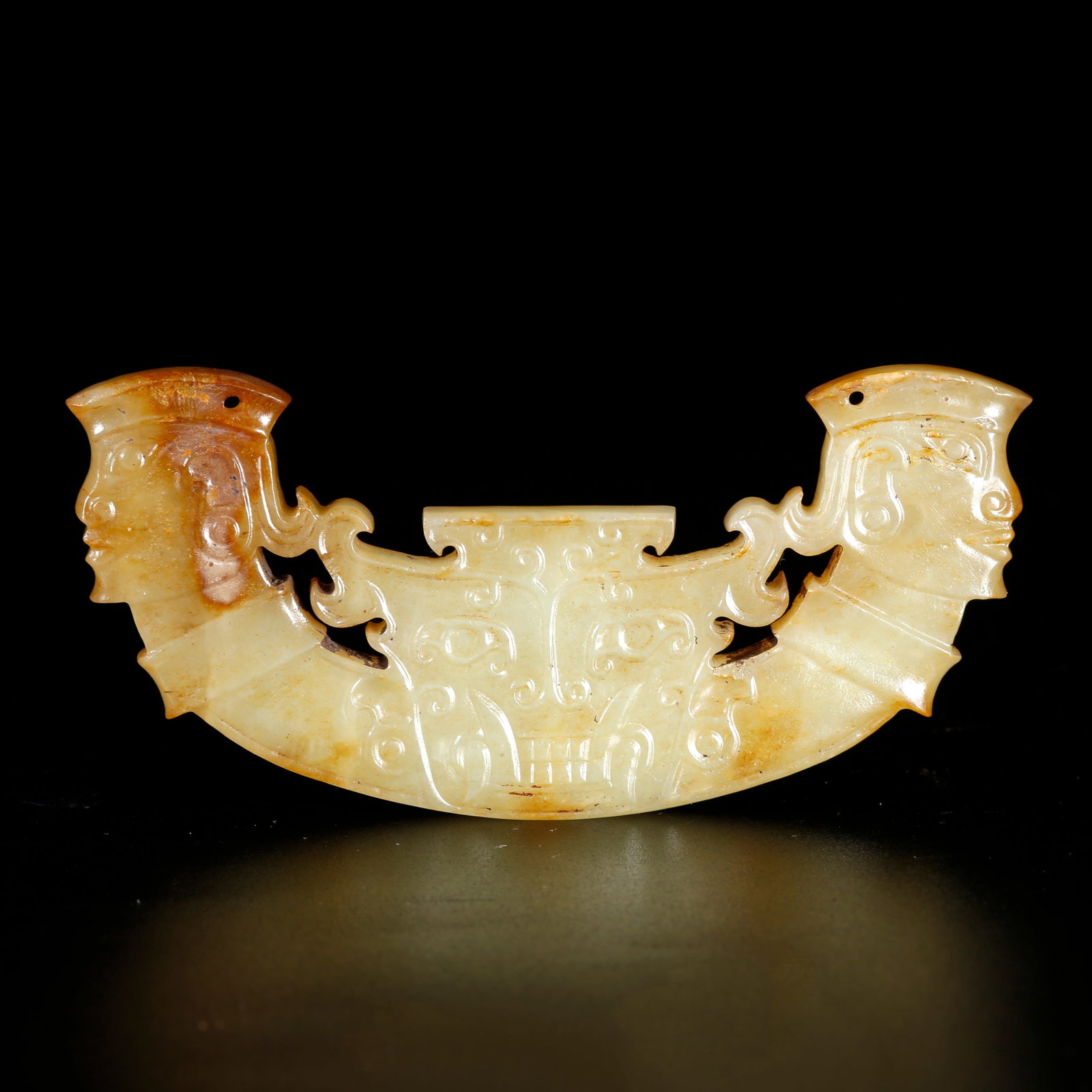 A HETIAN YELLOW JADE CARVED PENDANT WITH TAOTIE-MASK MOTIF (1 of 10)