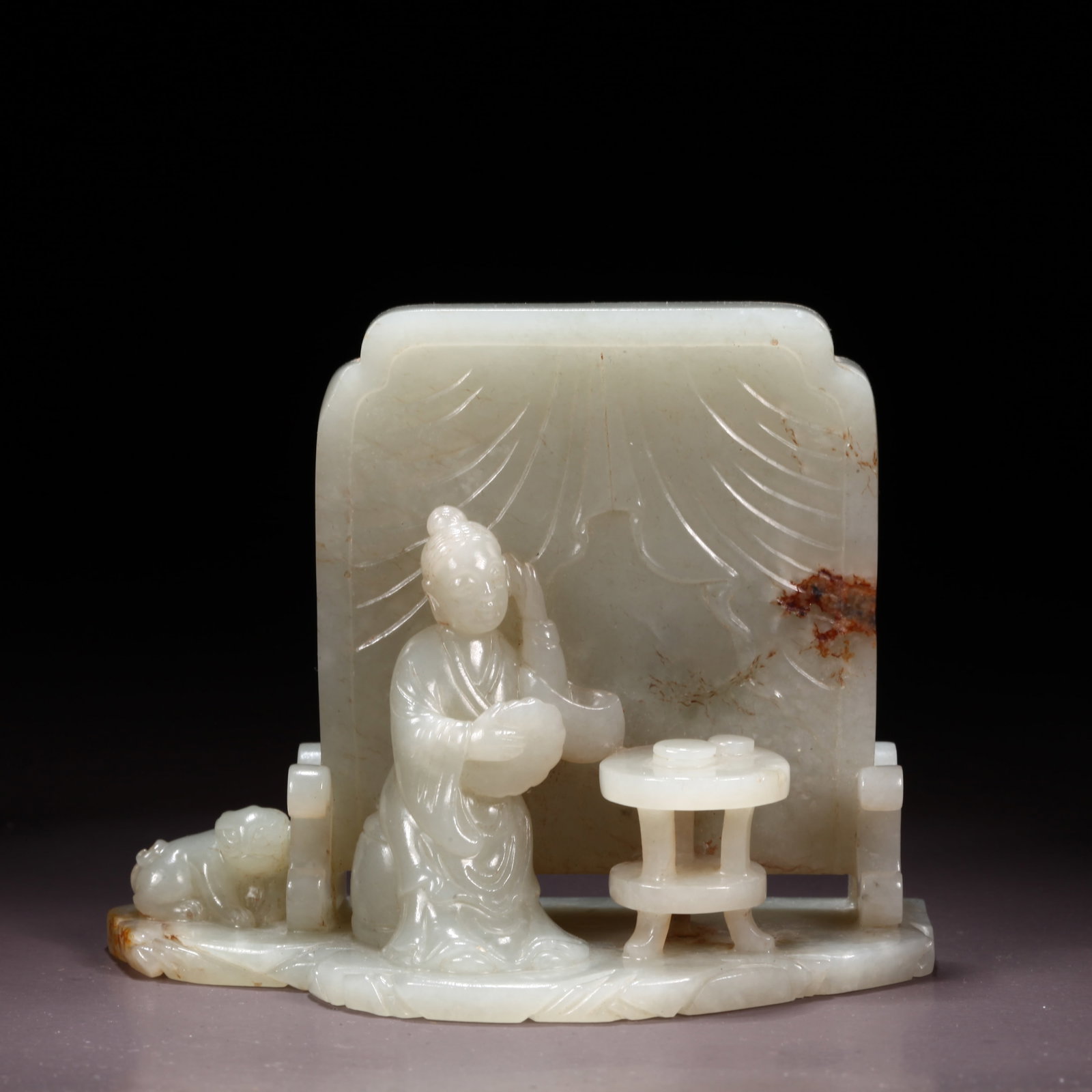 A HETIAN JADE LADY FIGURINE (1 of 9)