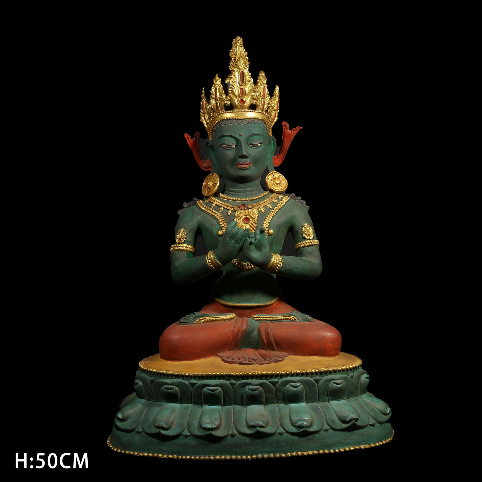 A PAINTED-BRONZE STATUE OF AVALOKITESHVARA: Painted-Bronze Statue of Avalokiteshvara