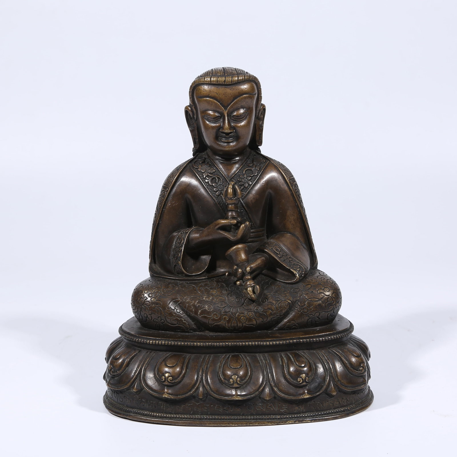 A ALLOY BRONZE GURU STATUE: Alloy Bronze Guru Statue
