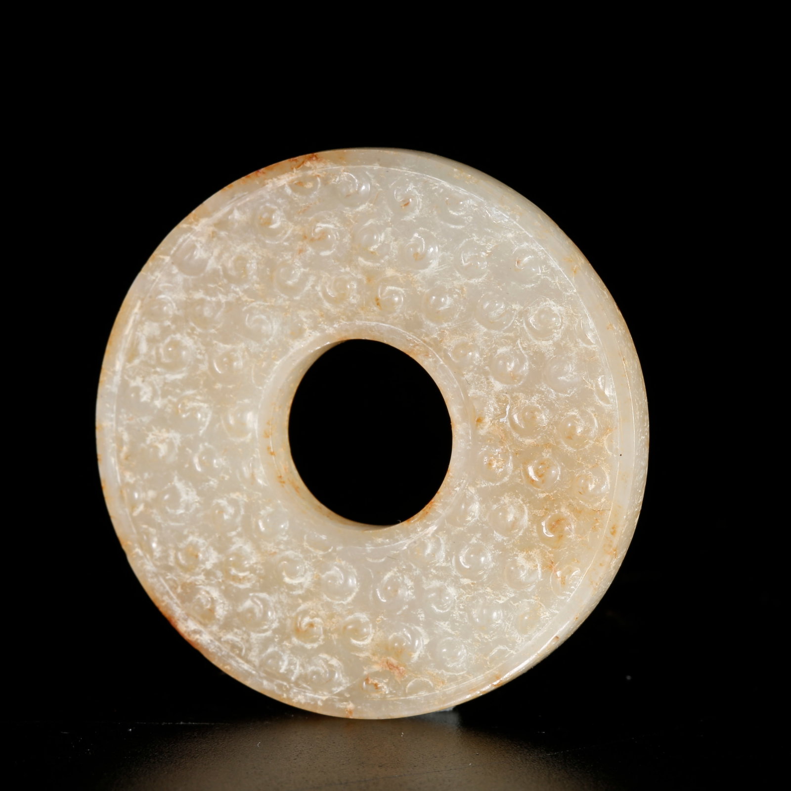 A ARCHAIC JADE CARVED BI DISC WITH RAISED NIPPLE PATTERN (1 of 10)