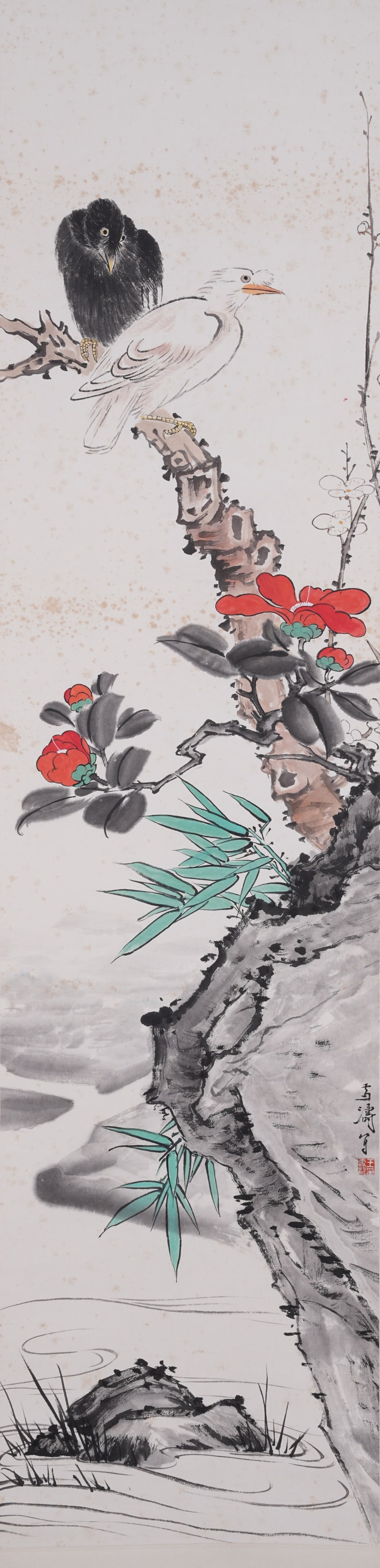 A FLOWER AND BIRD PAINTING ON PAPER BY WANG XUETAO.王雪濤: Flower and Bird Painting on Paper by Wang Xuetao.王雪濤