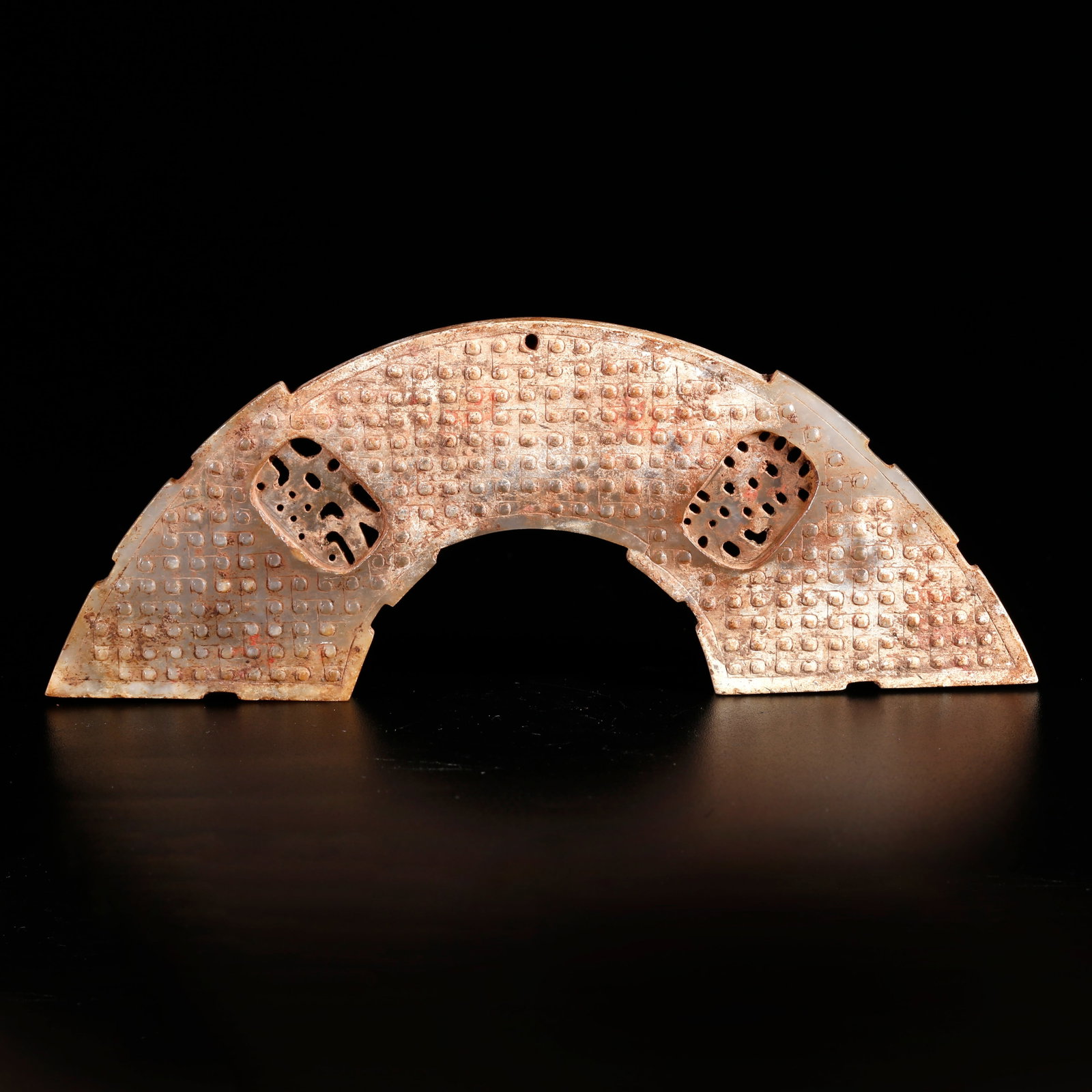A ARCHAIC JADE CARVED HUANG PENDANT (1 of 9)