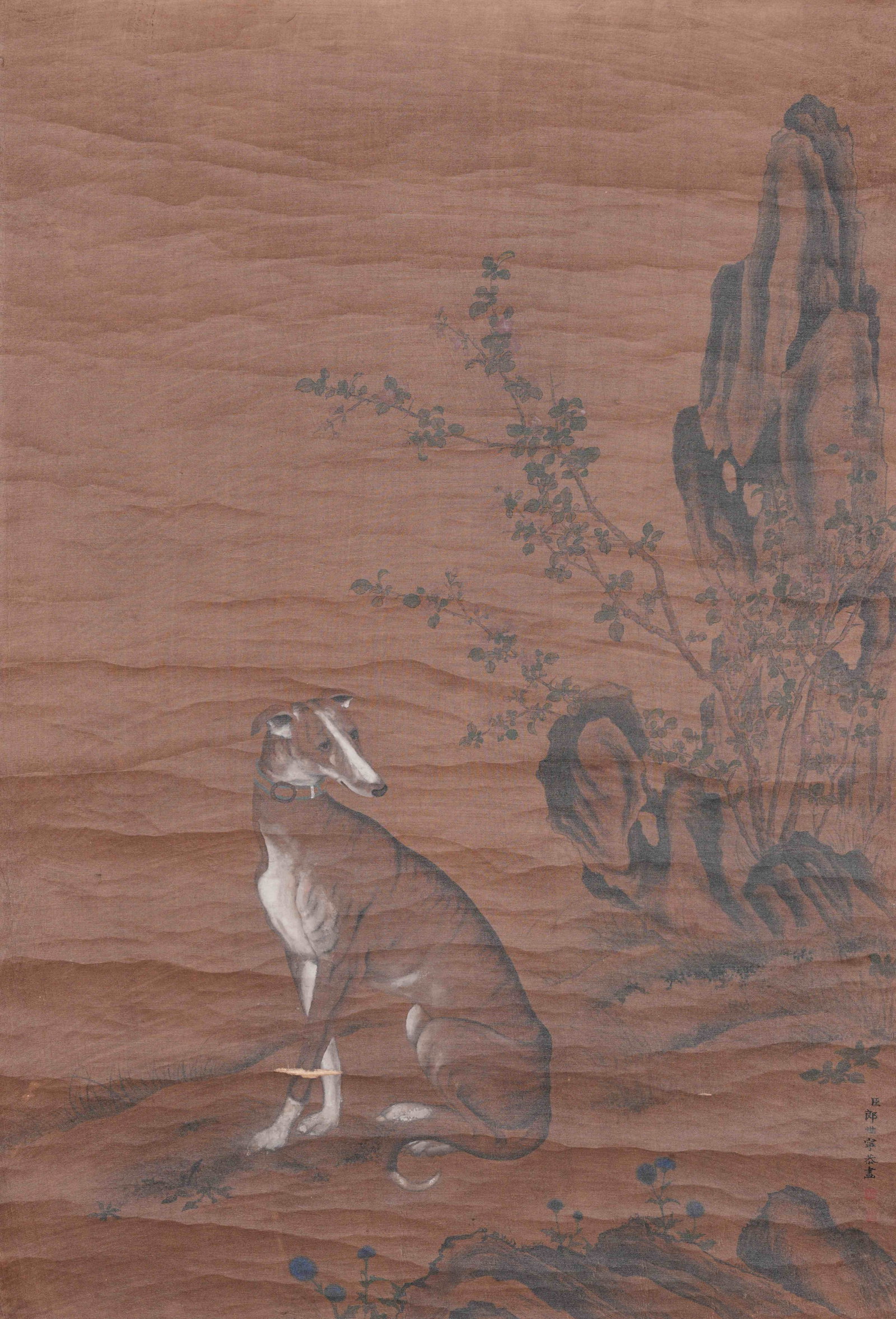 A DOG PAINTING ON SILK BY GIUSEPPE CASTIGLIONE.郎世寧 (1 of 9)