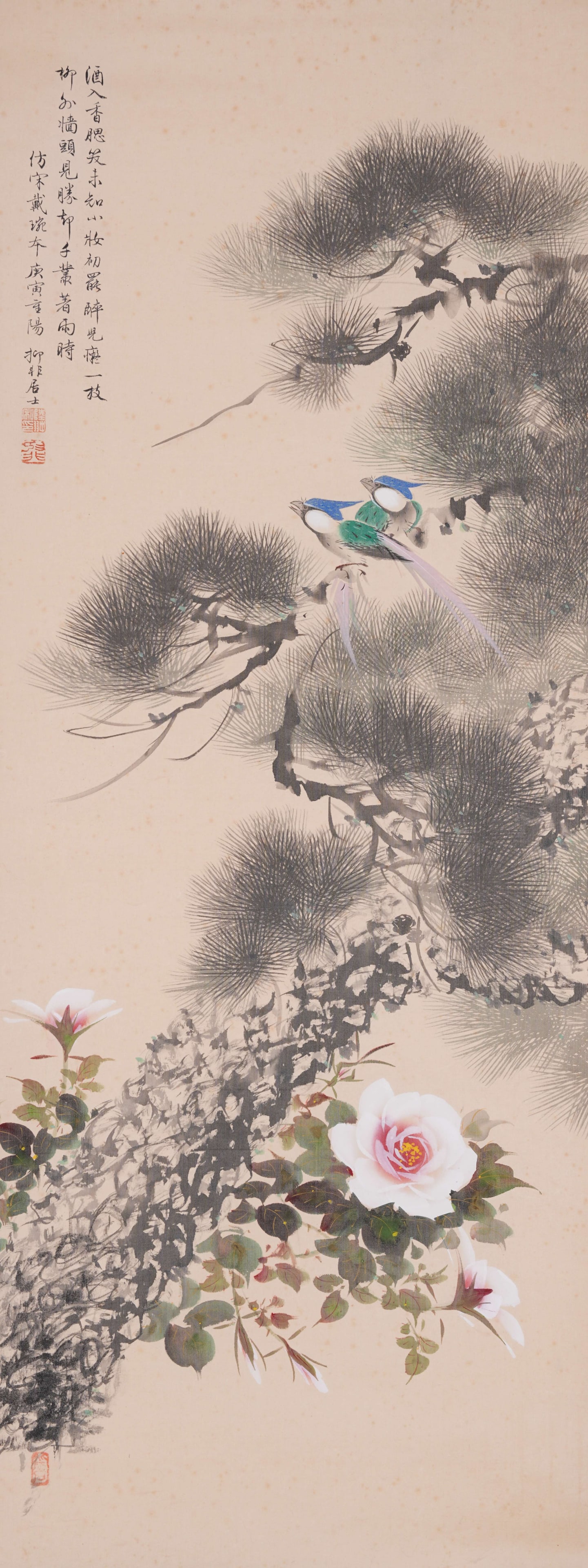 A FLOWER AND BIRD PAINTING ON SILK BY LU YIFEI.陸抑非 (1 of 10)