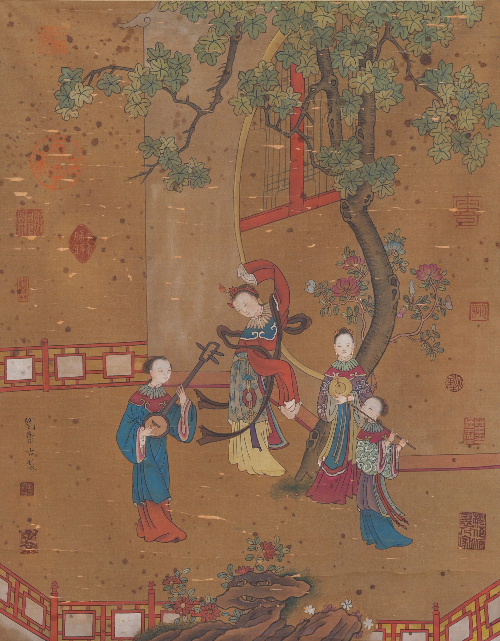 A LADY PAINTING ON SILK BY LIU ZONGGU.劉宗古: Lady Painting on Silk by Liu Zonggu.劉宗古