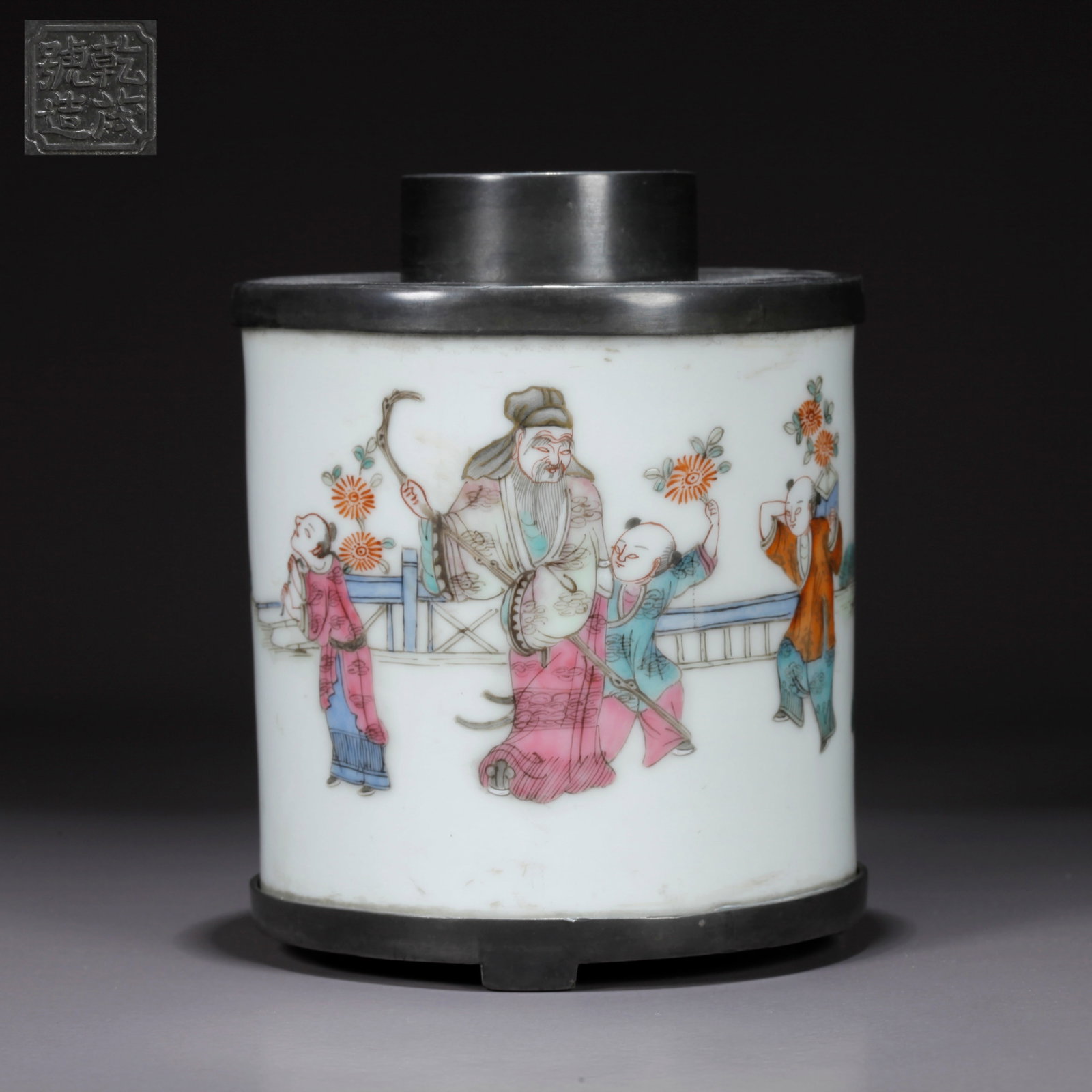 A FAMILLE ROSE TEA CADDY WITH STORY SCENES (1 of 11)