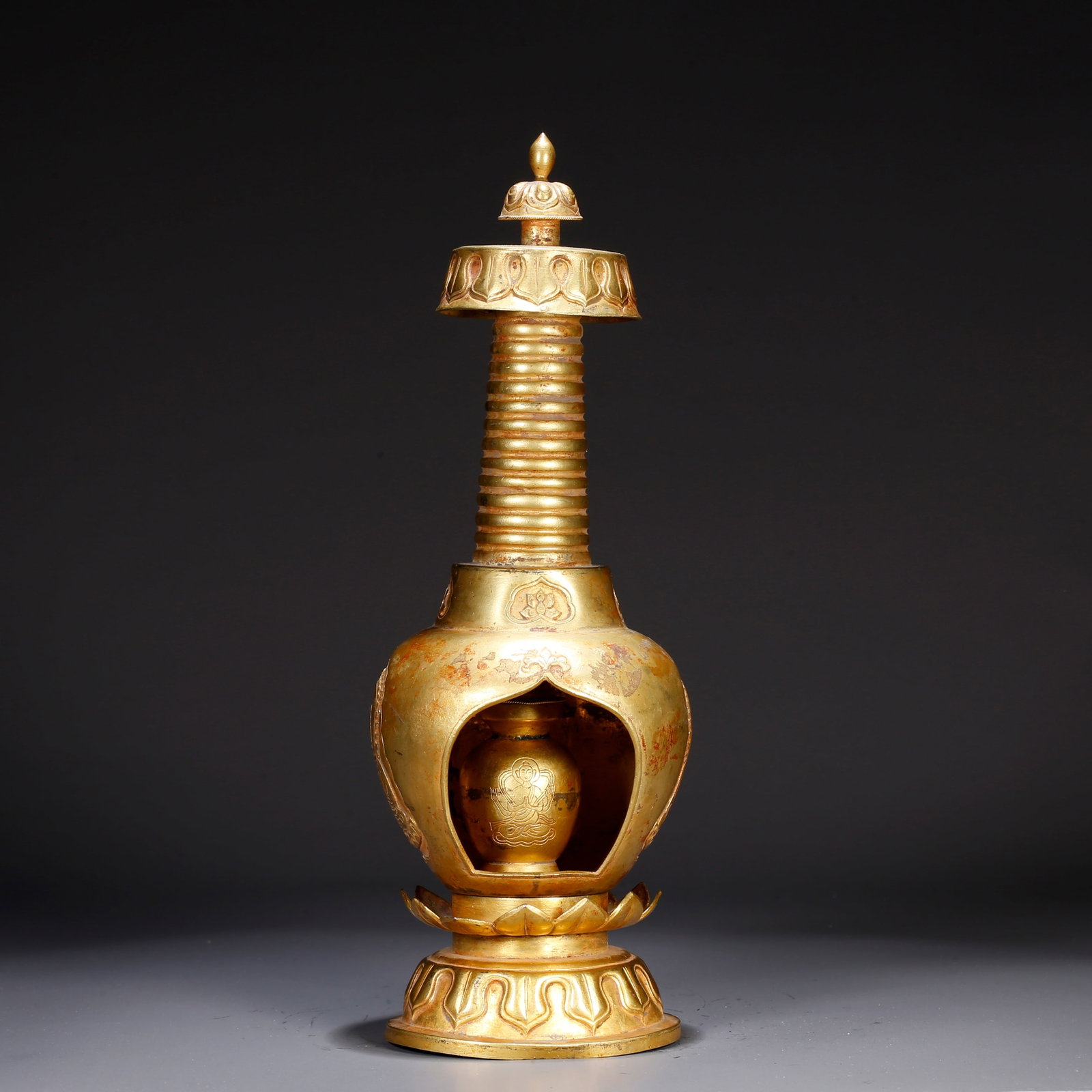 A GILT BRONZE BUDDHIST SHRINE (1 of 11)