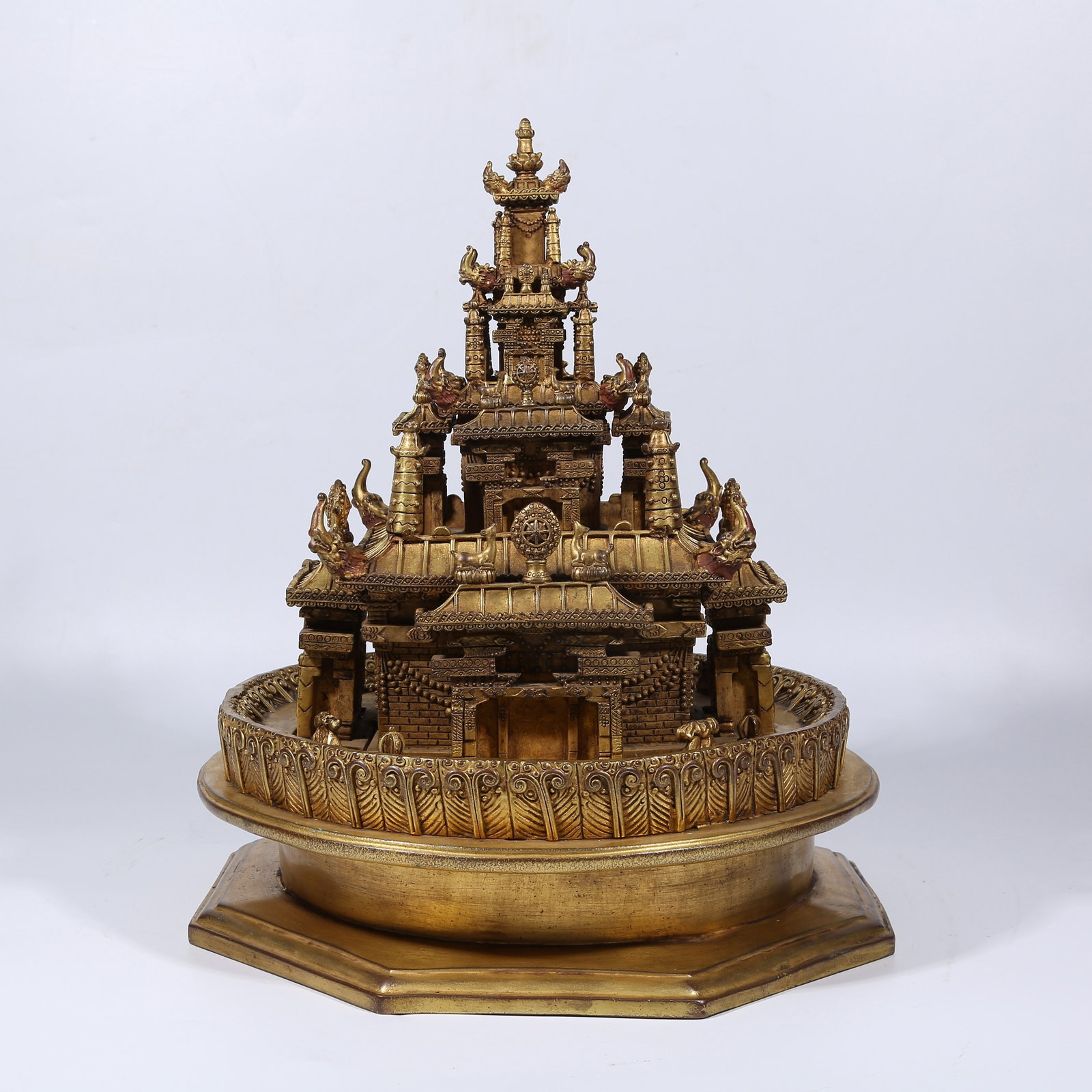 A GILT BRONZE MANDALA: Gilt Bronze Mandala