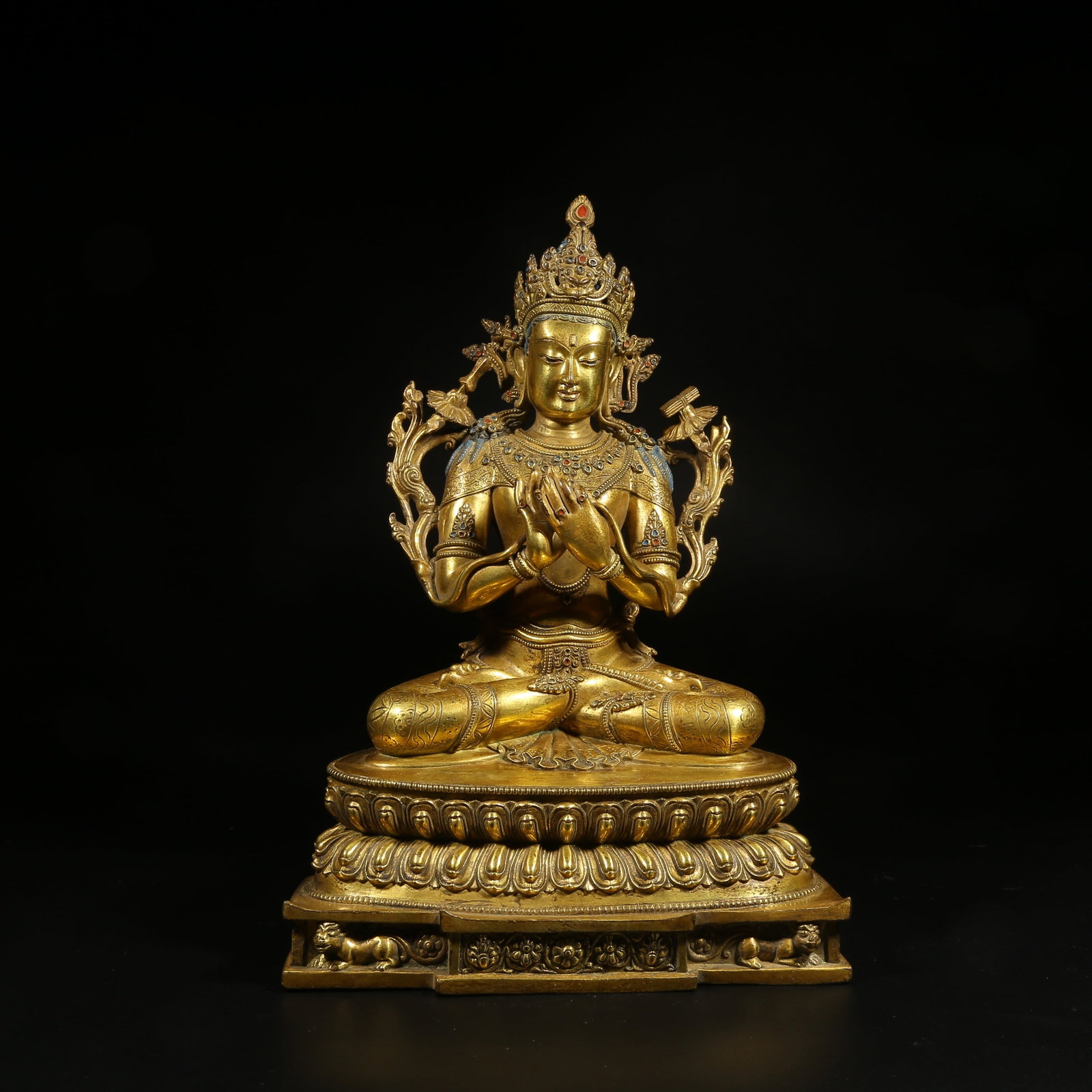 A GILT-BRONZE STATUE OF MANJUSHRI PREACHING (1 of 8)