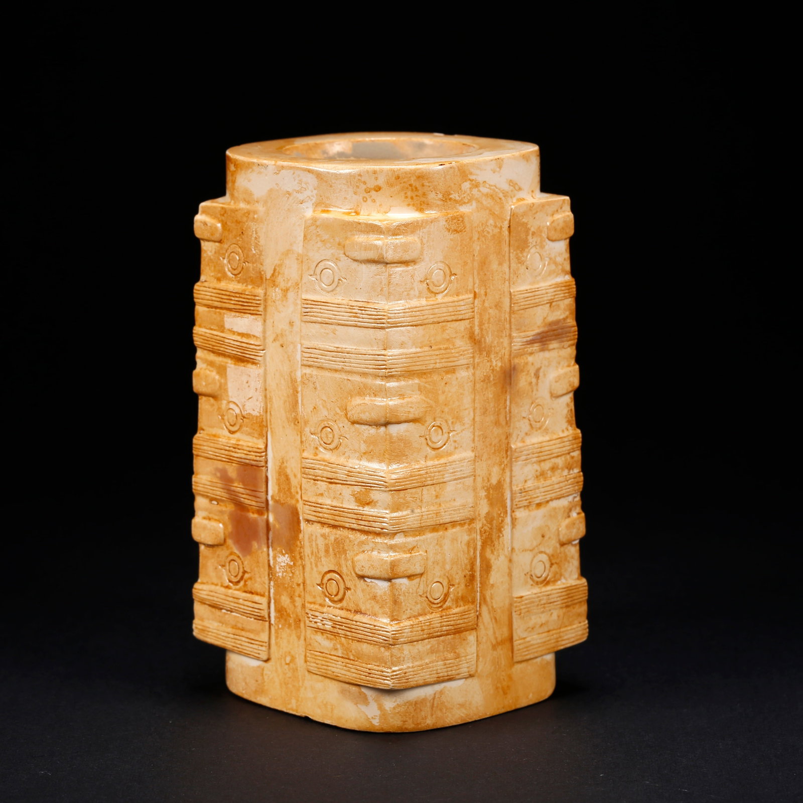 A ANCIENT JADE CONG WITH BEAST FACE MOTIF (1 of 10)