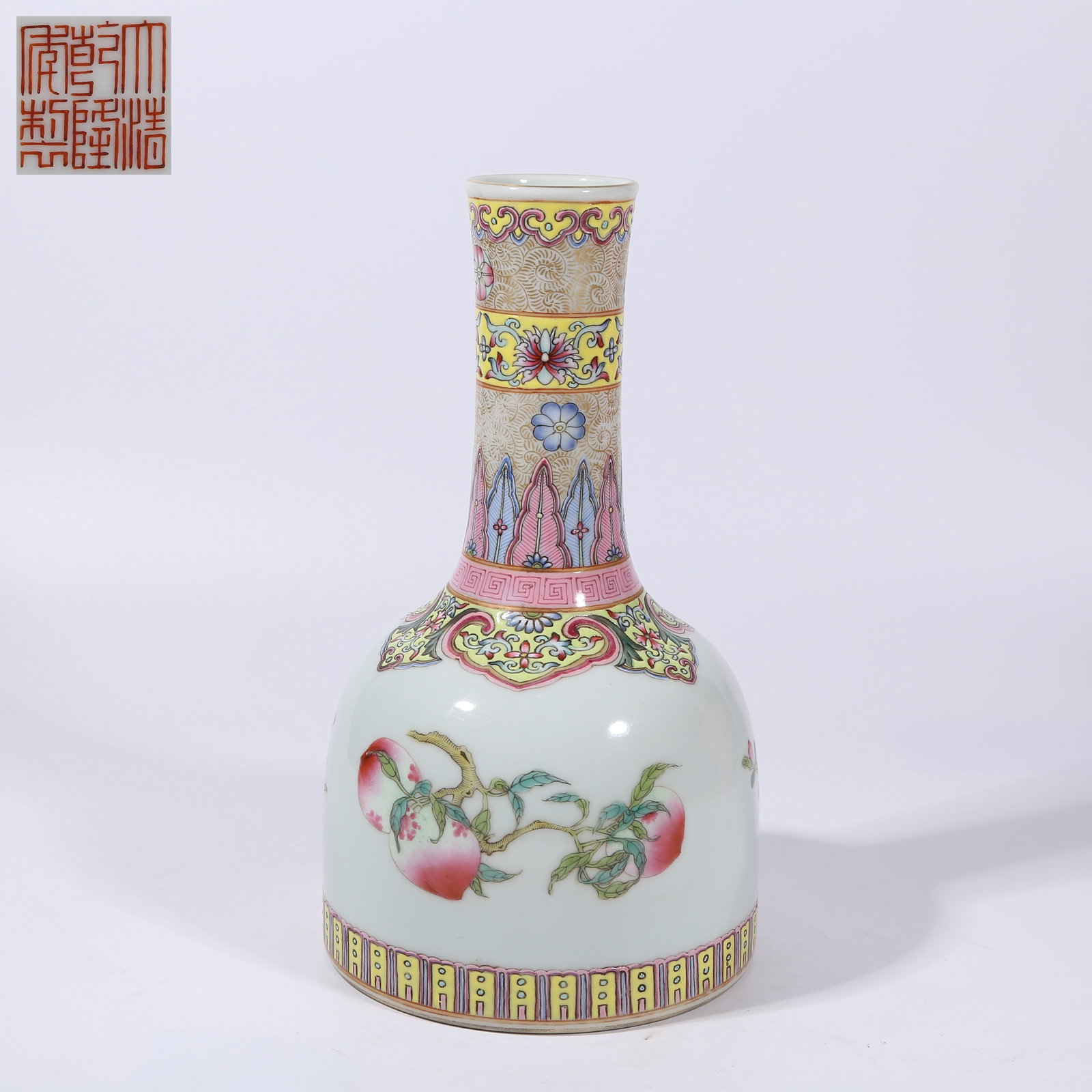 A FAMILLE ROSE "BRANCHING AUSPICIOUS FRUIT" RATTLE ZUN (1 of 9)