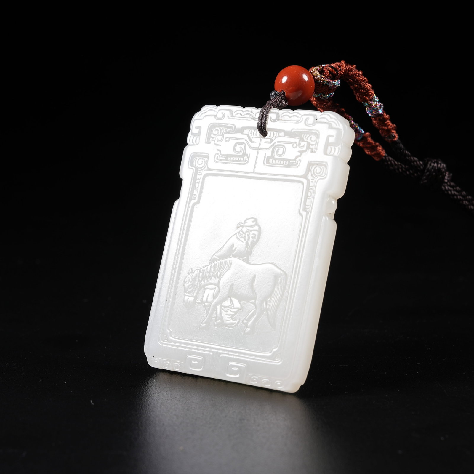 A HETIAN JADE PLAQUE WITH GALLOPING HORSE MOTIF (1 of 8)