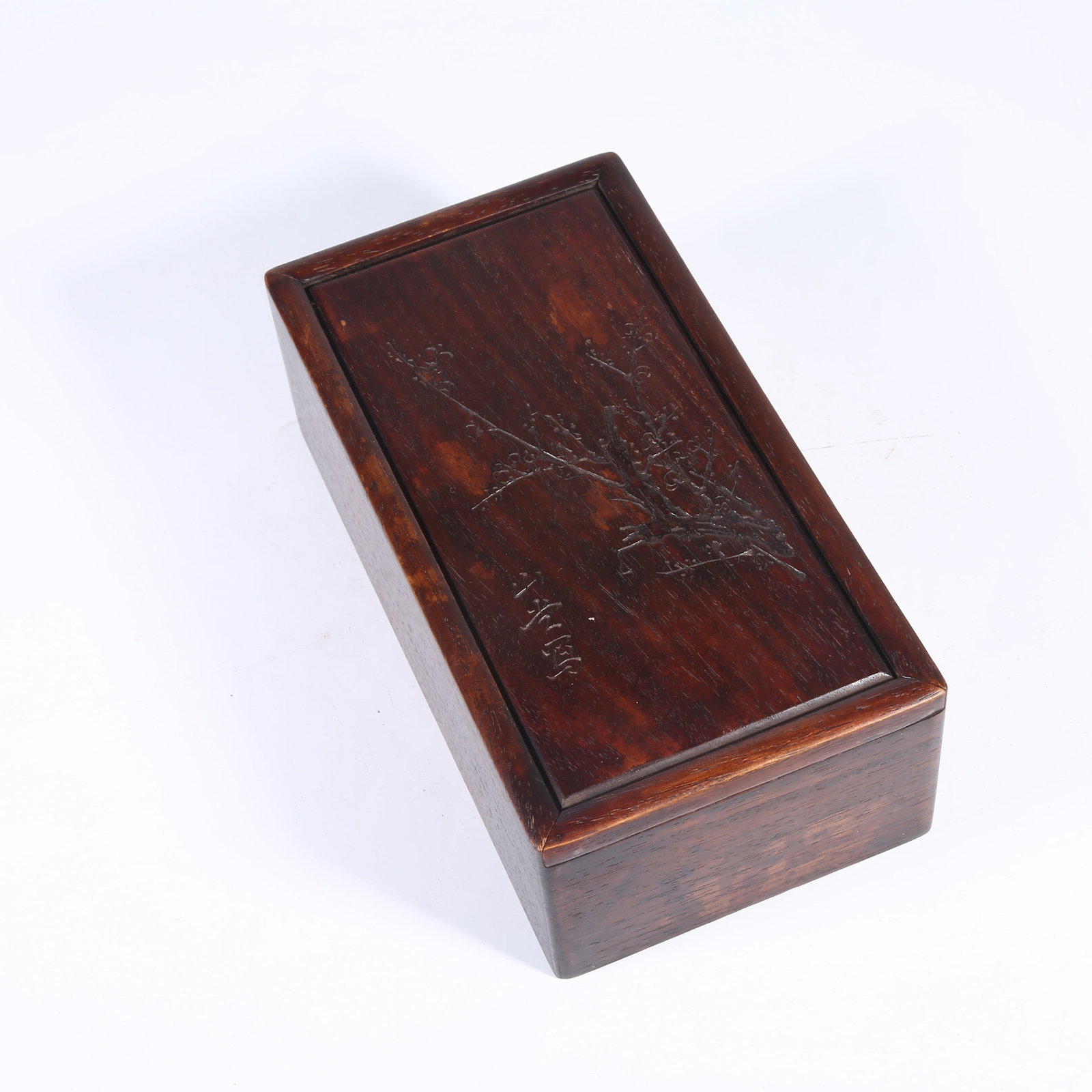 A HUANGHUALI BOX WITH PLUM BLOSSOM PATTERN (1 of 7)
