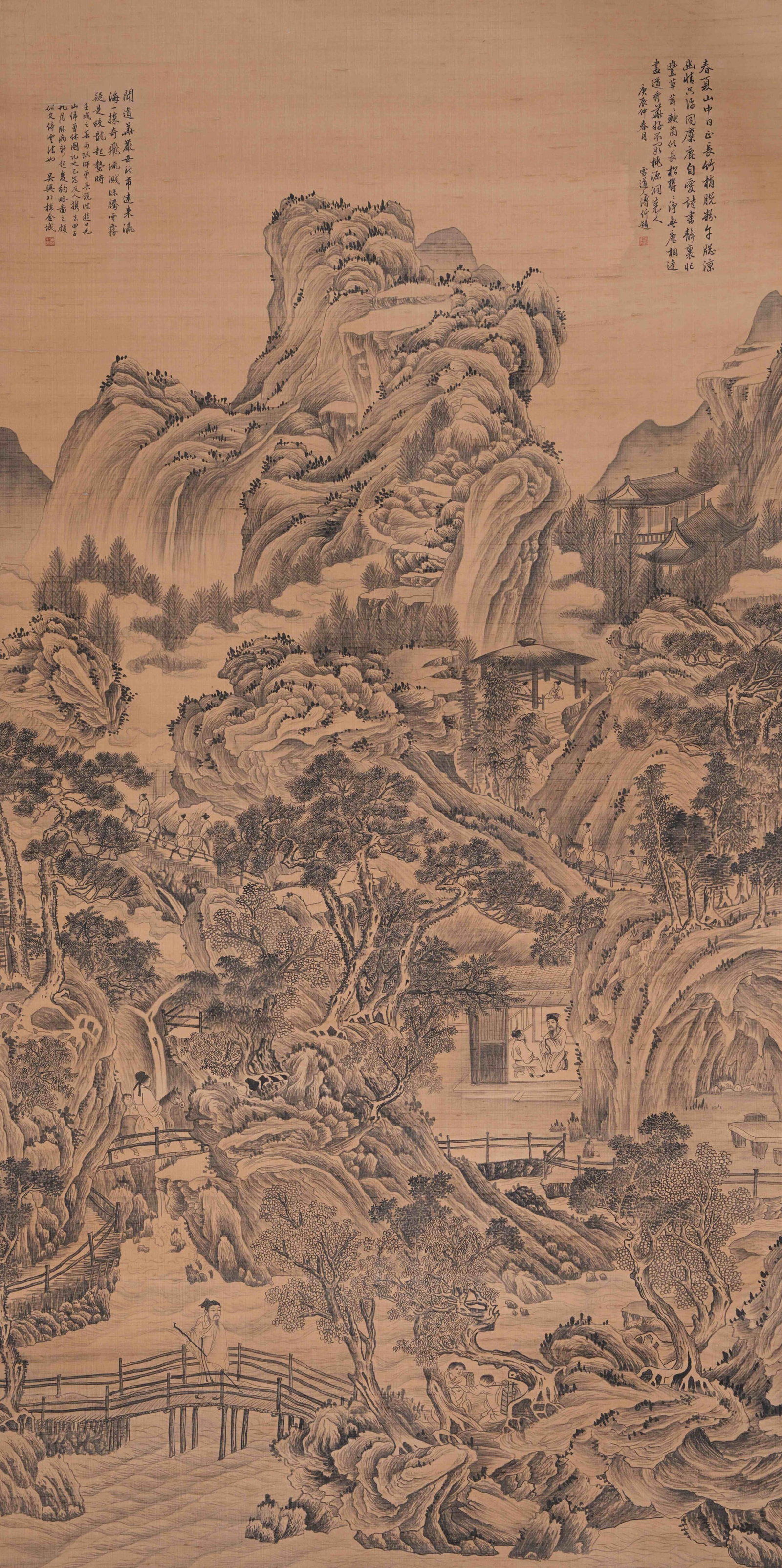 A LANDSCAPE PAINTING ON SILK BY JIN CHENG.金城 (1 of 15)