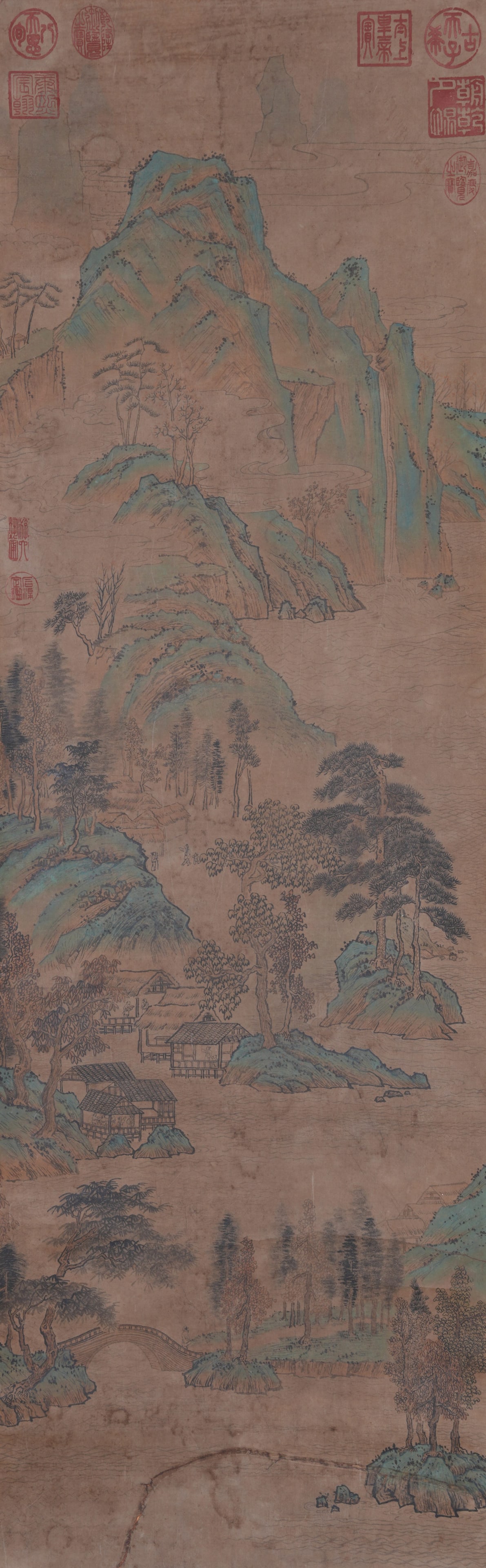 A LANDSCAPE PAINTING ON PAPER BY QIANLONG.乾隆: Landscape Painting on Paper by Qianlong.乾隆