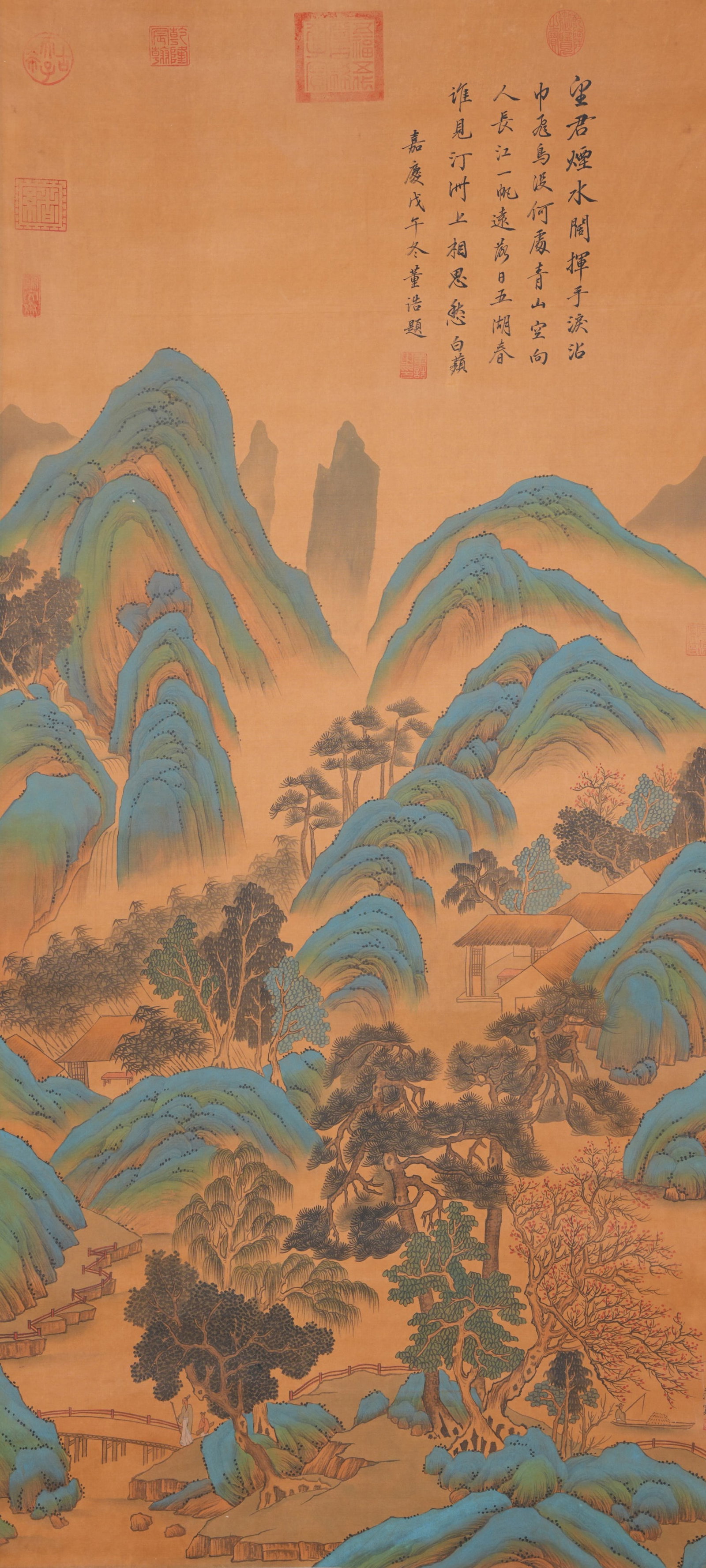 A LANDSCAPE PAINTING ON SILK BY FAN KUAN.範寬: Landscape Painting on Silk by Fan Kuan.範寬