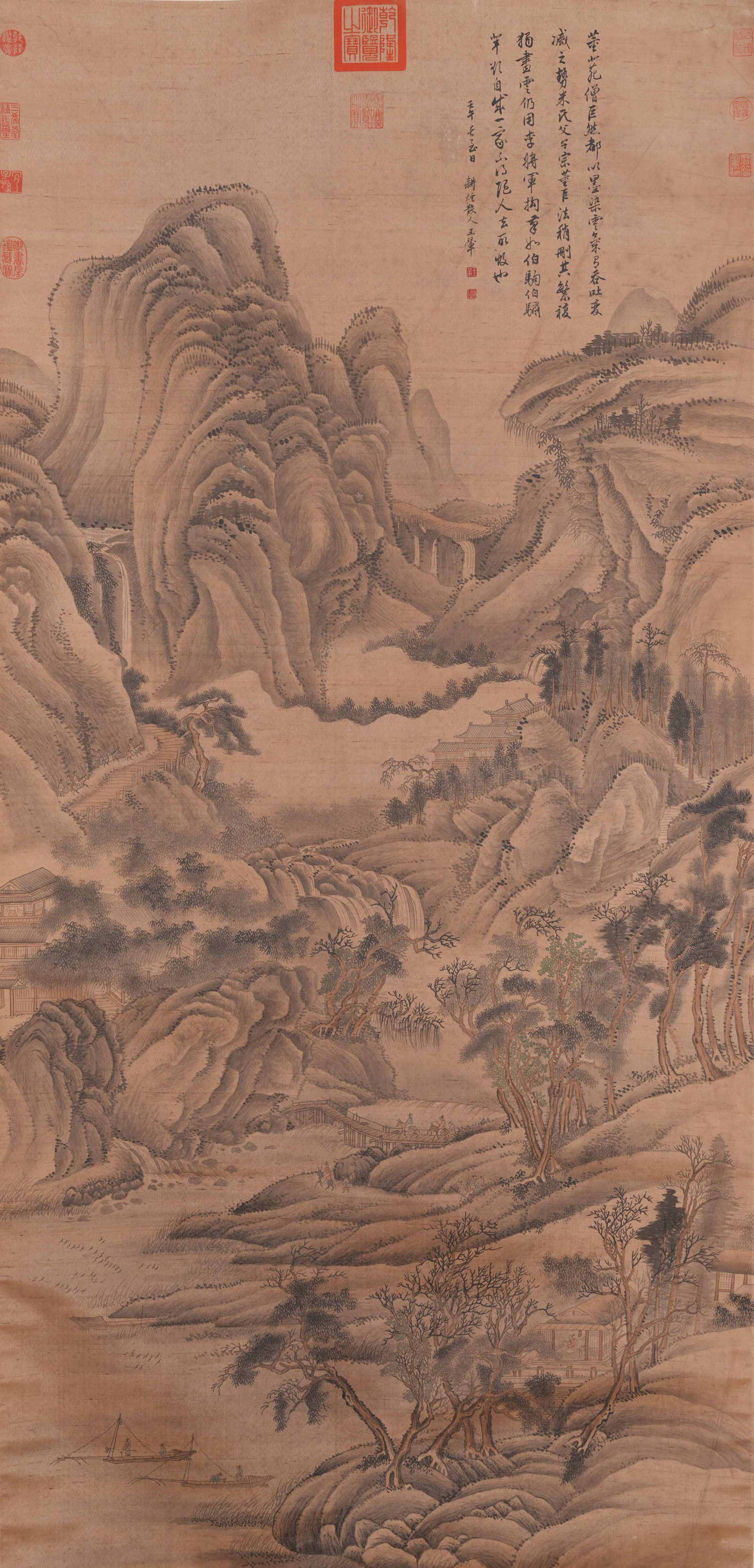 A LANDSCAPE PAINTING ON SILK BY WANG HUI.王翚 (1 of 13)