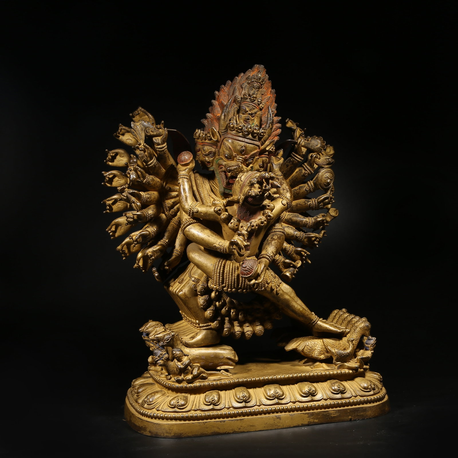 A GILDED BRONZE STATUE OF MAHAVIRA VAJRA: Gilded Bronze Statue of Mahavira Vajra