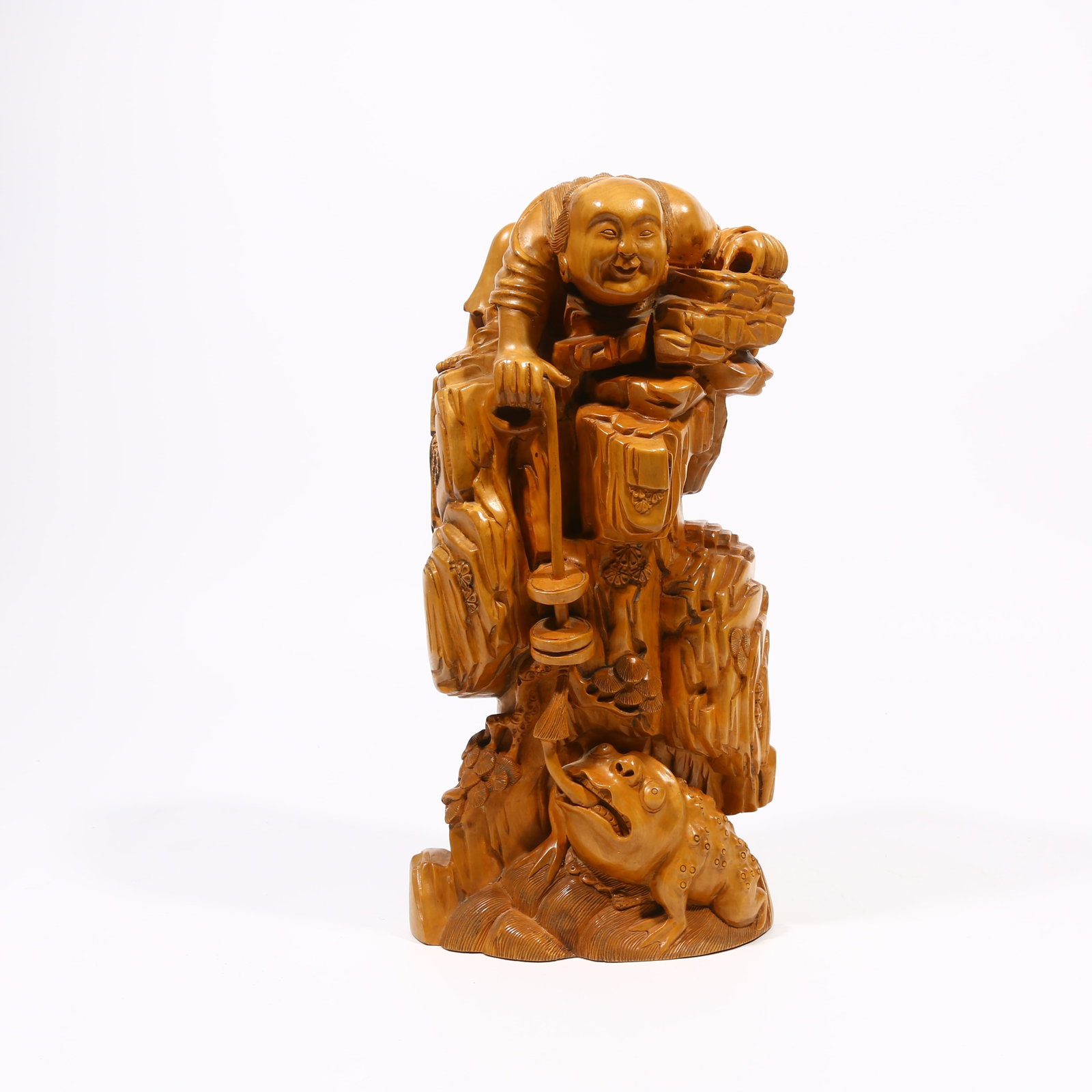 A BOXWOOD ORNAMENT OF LIU HAI PLAYING WITH A GOLDEN TOAD (1 of 8)