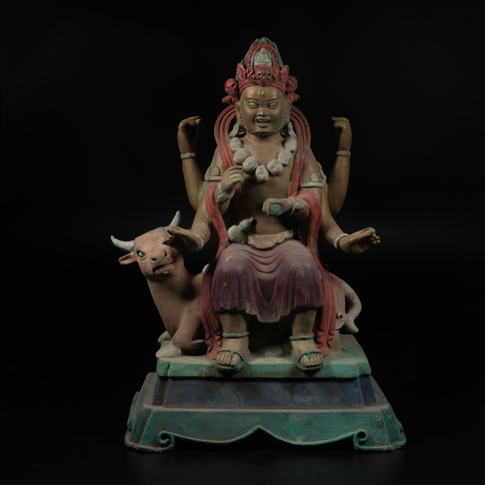 A POLYCHROME RED YAMA DHARMAPALA STATUE, DALI STYLE (1 of 8)