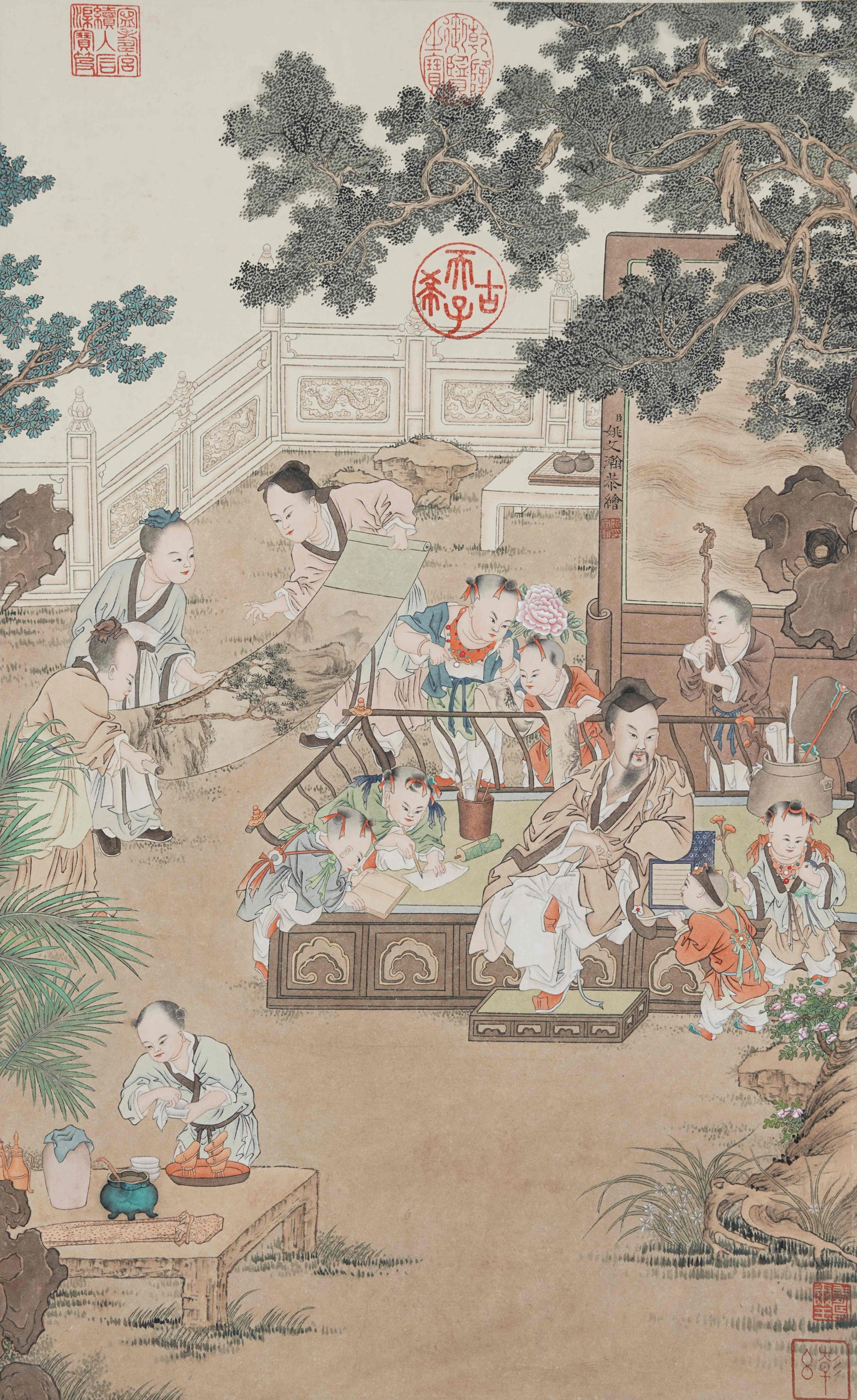 A CHILDHOOD FUN PAINTING ON PAPER BY YAO WENHAN.姚文瀚: Childhood Fun Painting on Paper by Yao Wenhan.姚文瀚