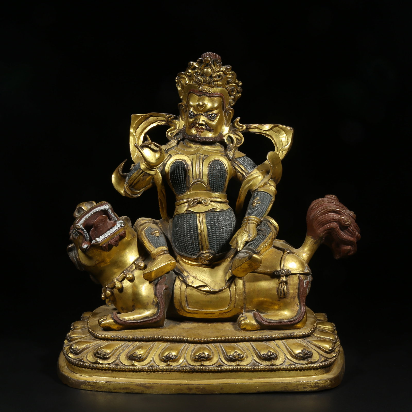 A GILT BRONZE WEALTH-TREASURE KING STATUE (1 of 8)