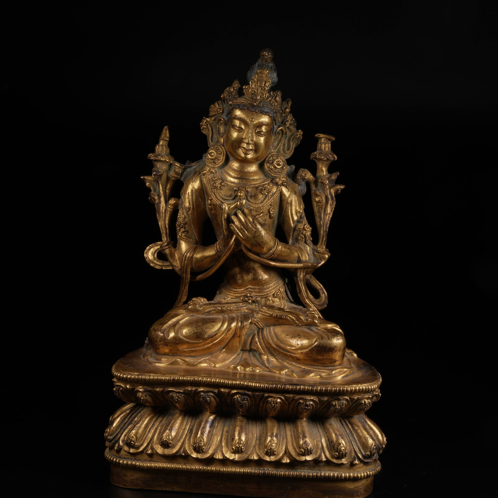 A GILT-BRONZE MANJUSHRI BODHISATTVA STATUE (1 of 9)