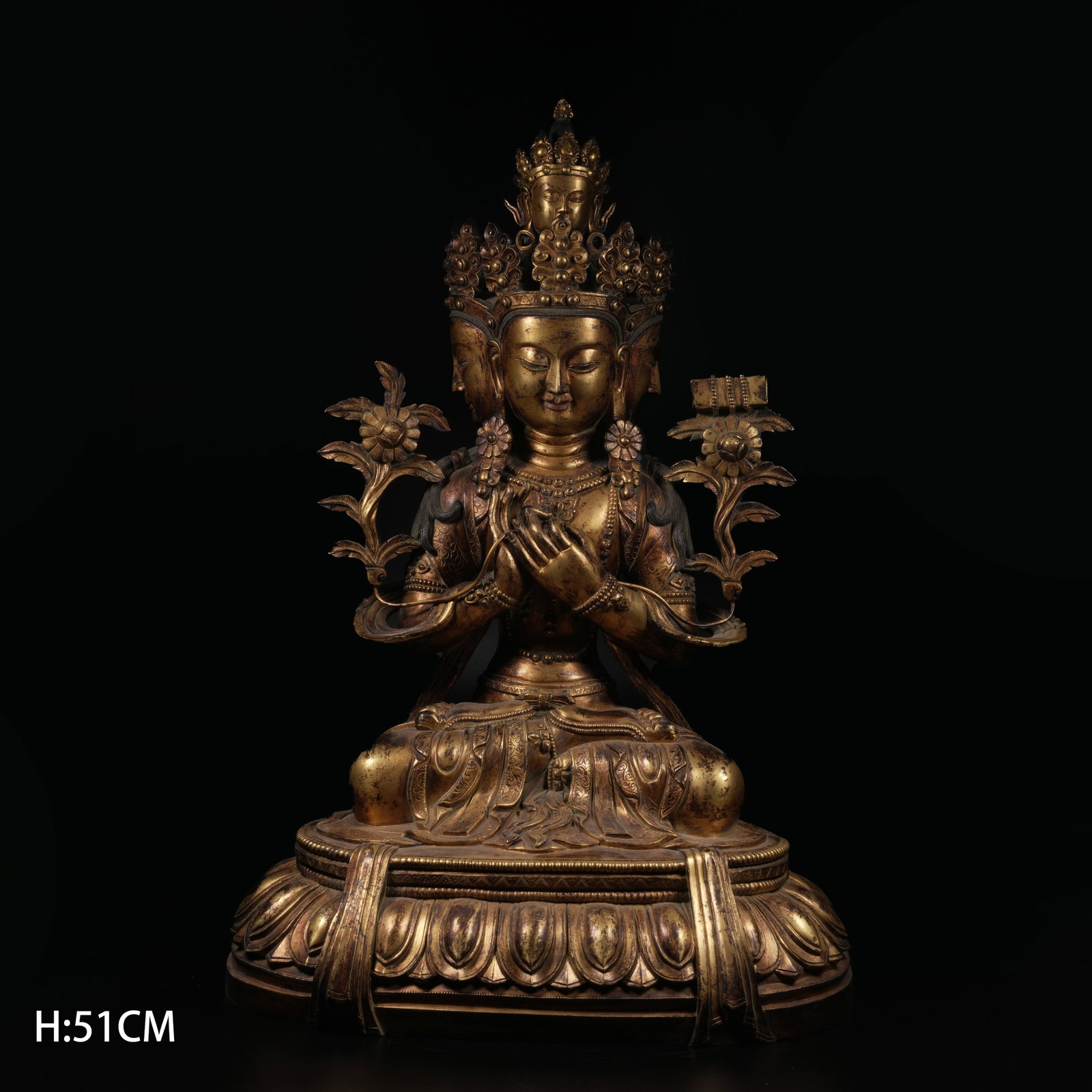 A GILT-BRONZE MANJUSHRI BODHISATTVA PREACHING STATUE (1 of 9)