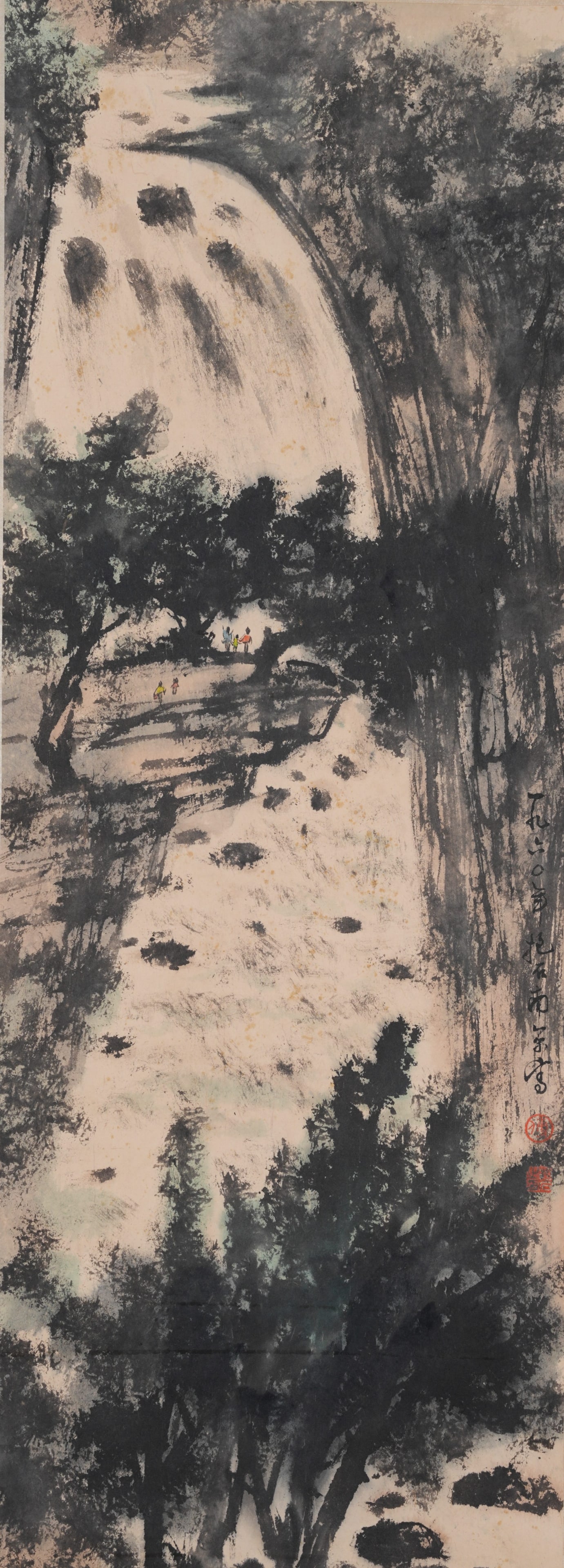 A LANDSCAPE PAINTING ON PAPER BY FU BAOSHI.傅抱石: Landscape Painting on Paper by Fu Baoshi.傅抱石