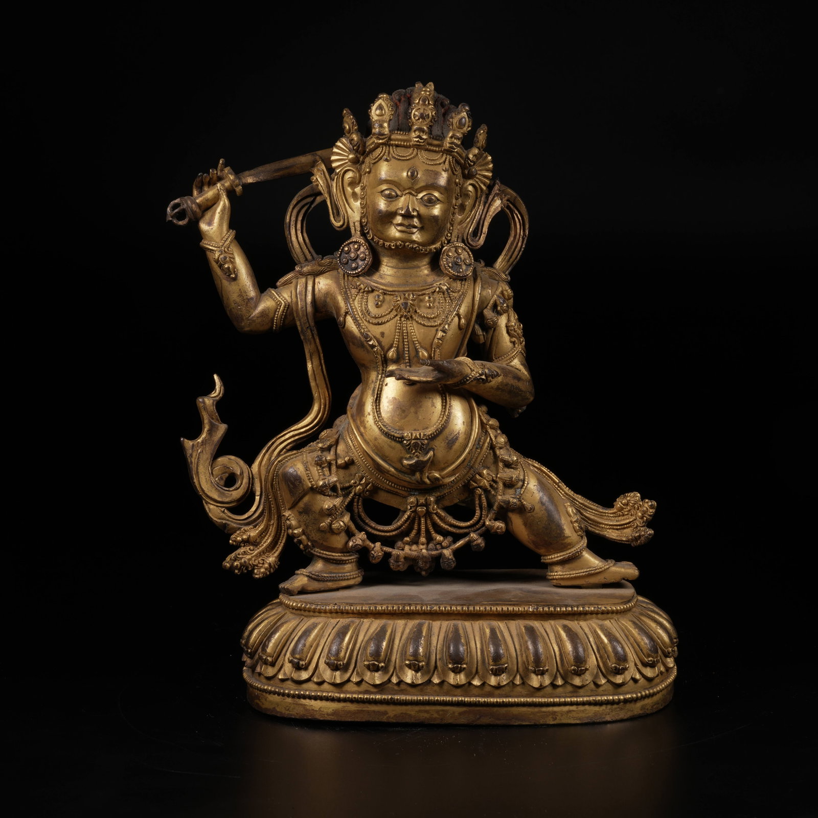 A GILT-BRONZE ACALA STATUE (FUDO MYOO): Gilt-Bronze Acala Statue (Fudo Myoo)