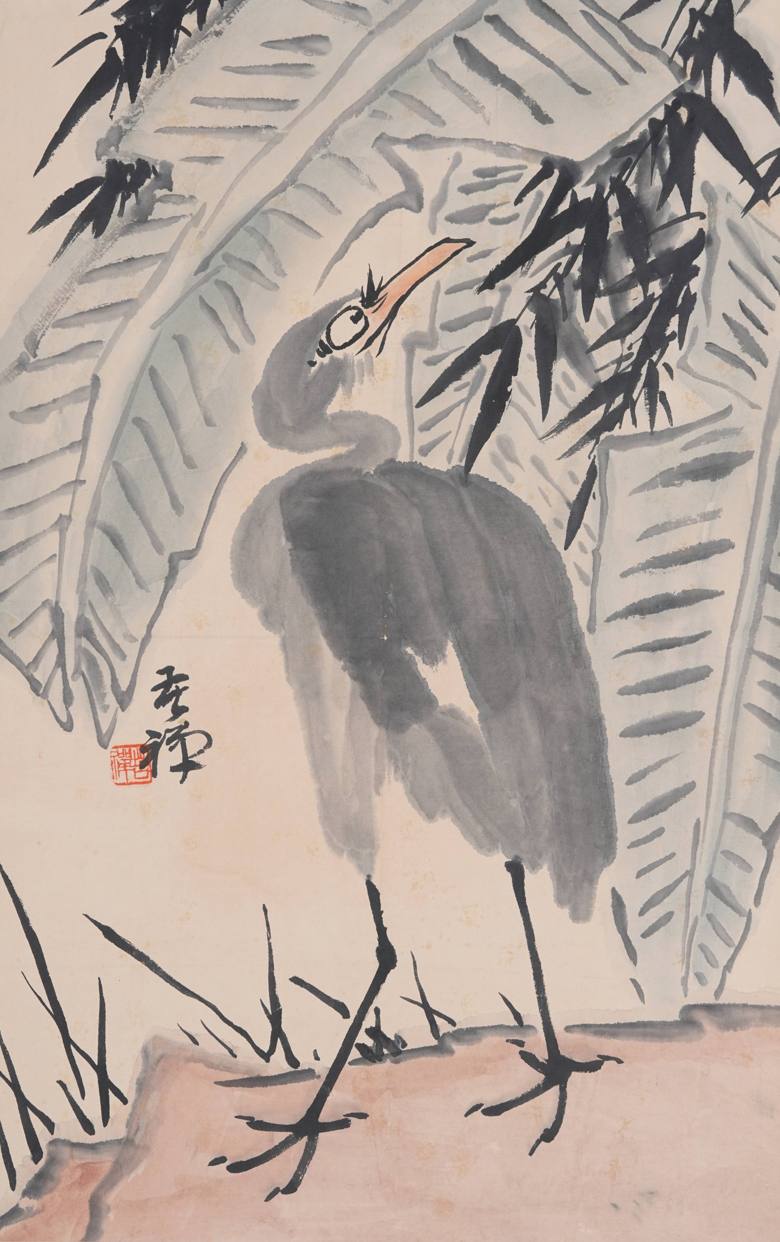 A BIRD PAINTING ON PAPER BY LI KUCHAN.李苦禪: Bird Painting on Paper by Li Kuchan.李苦禪