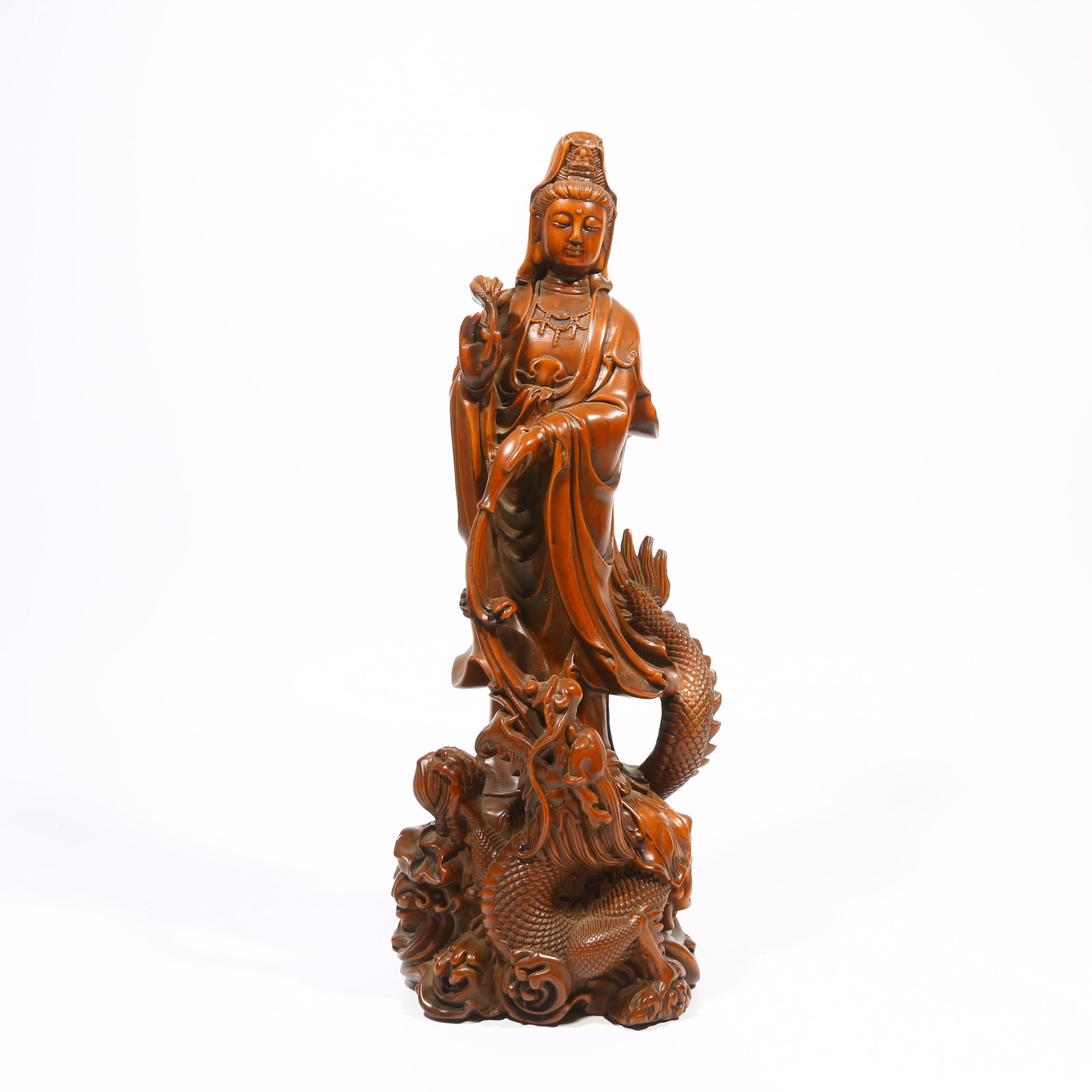 A BOXWOOD GUANYIN UNDER WILLOW TREE: Boxwood Guanyin under Willow Tree