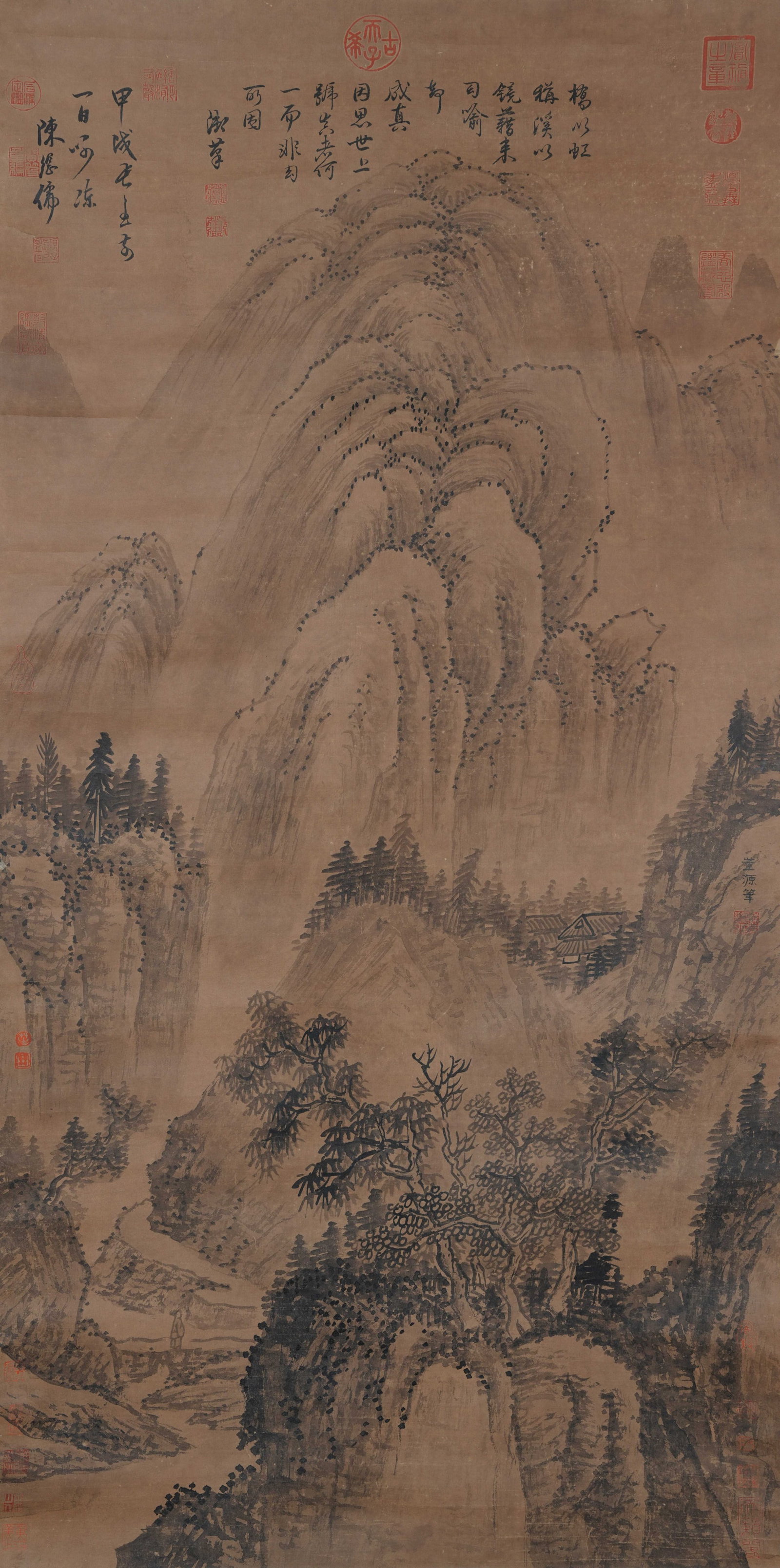 A LANDSCAPE PAINTING ON PAPER BY DONG YUAN.董源 (1 of 12)