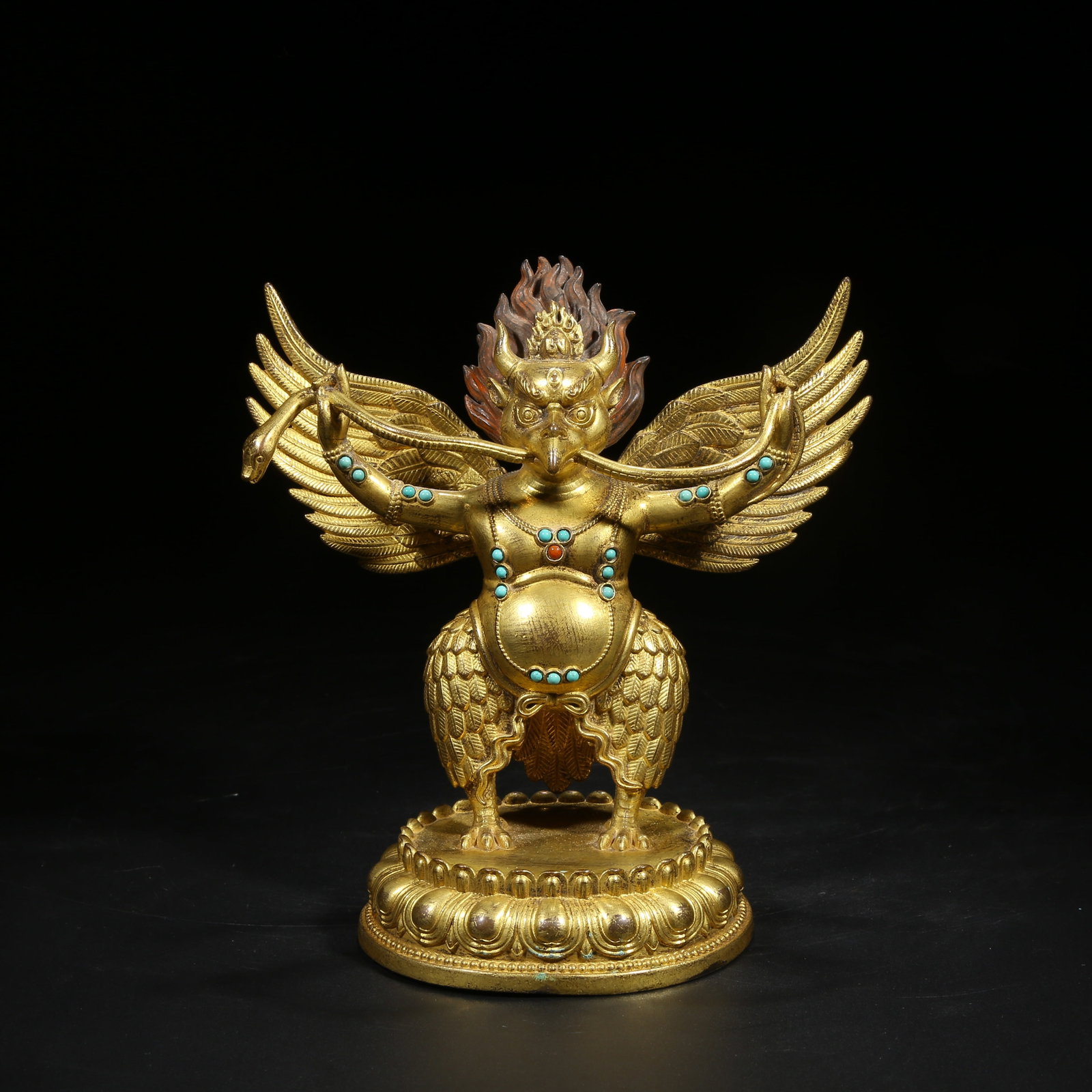 A GILT BRONZE GEM-INLAID GARUDA STATUE (1 of 8)