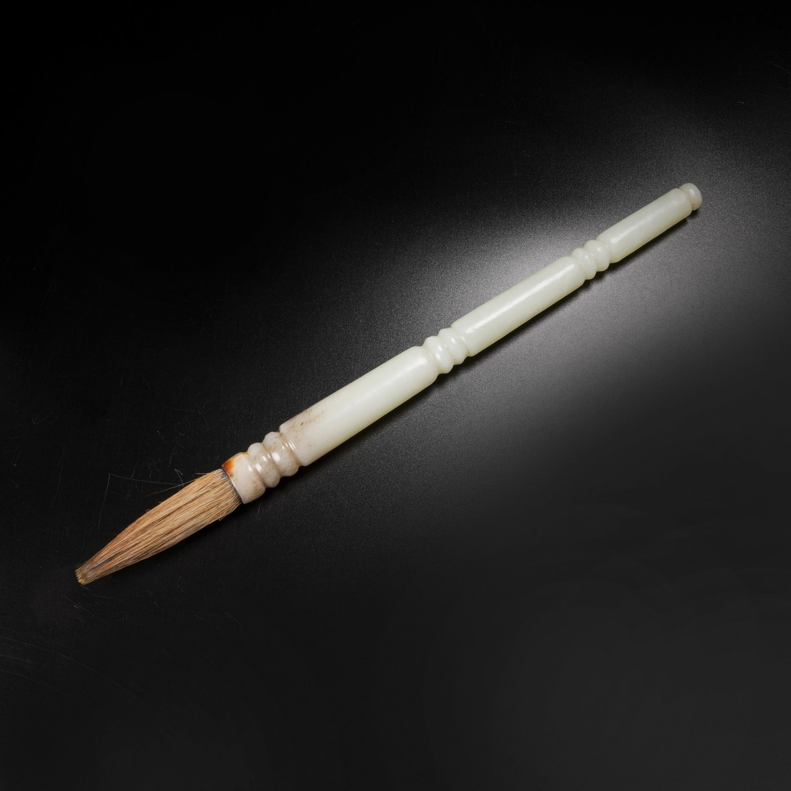 A HETIAN JADE BAMBOO-JOINT FORM BRUSH HANDLE (1 of 10)