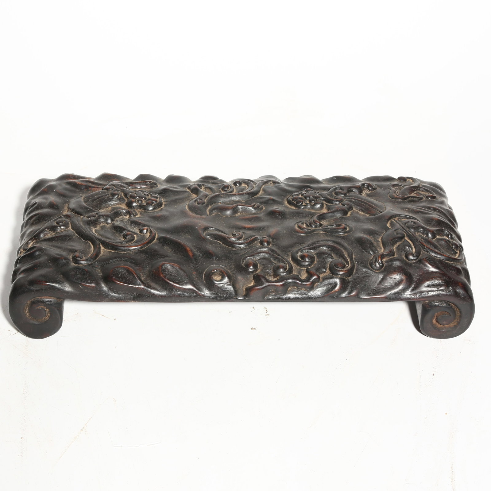 A ZITAN INK REST WITH CHI DRAGON PATTERN: Zitan Ink Rest with Chi Dragon Pattern