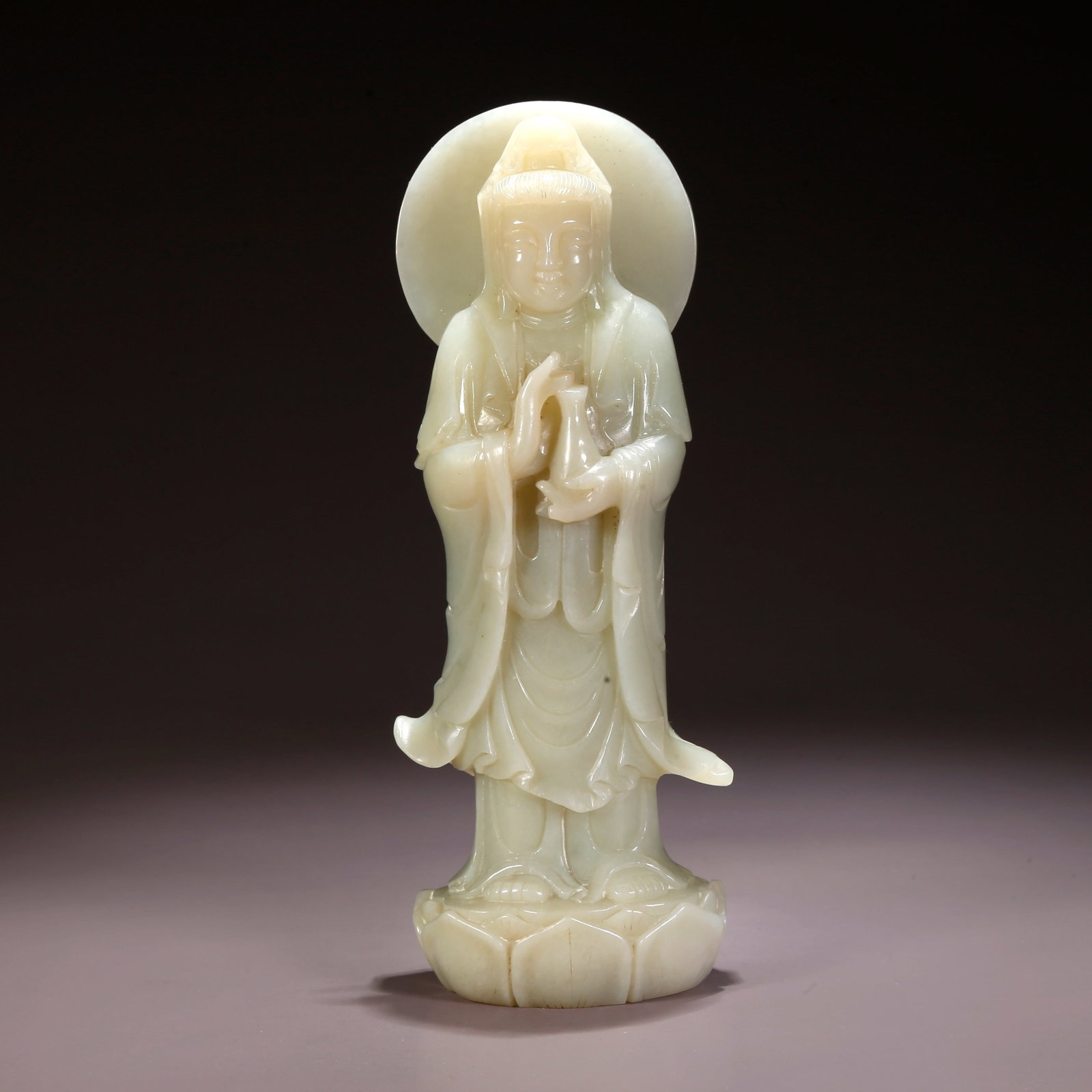 A HETIAN JADE STANDING GUANYIN FIGURE (1 of 9)