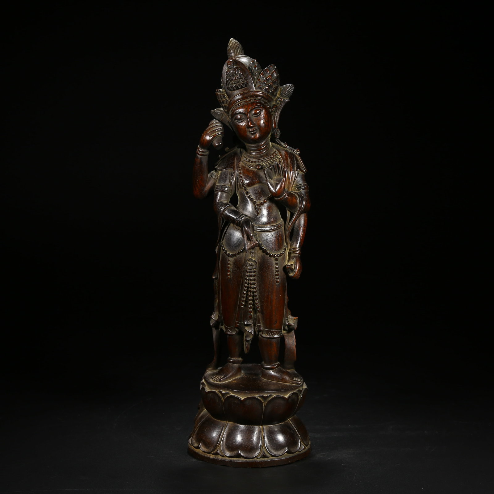 A HUANGHUALI FOUR-ARMED GUANYIN STATUE (1 of 8)