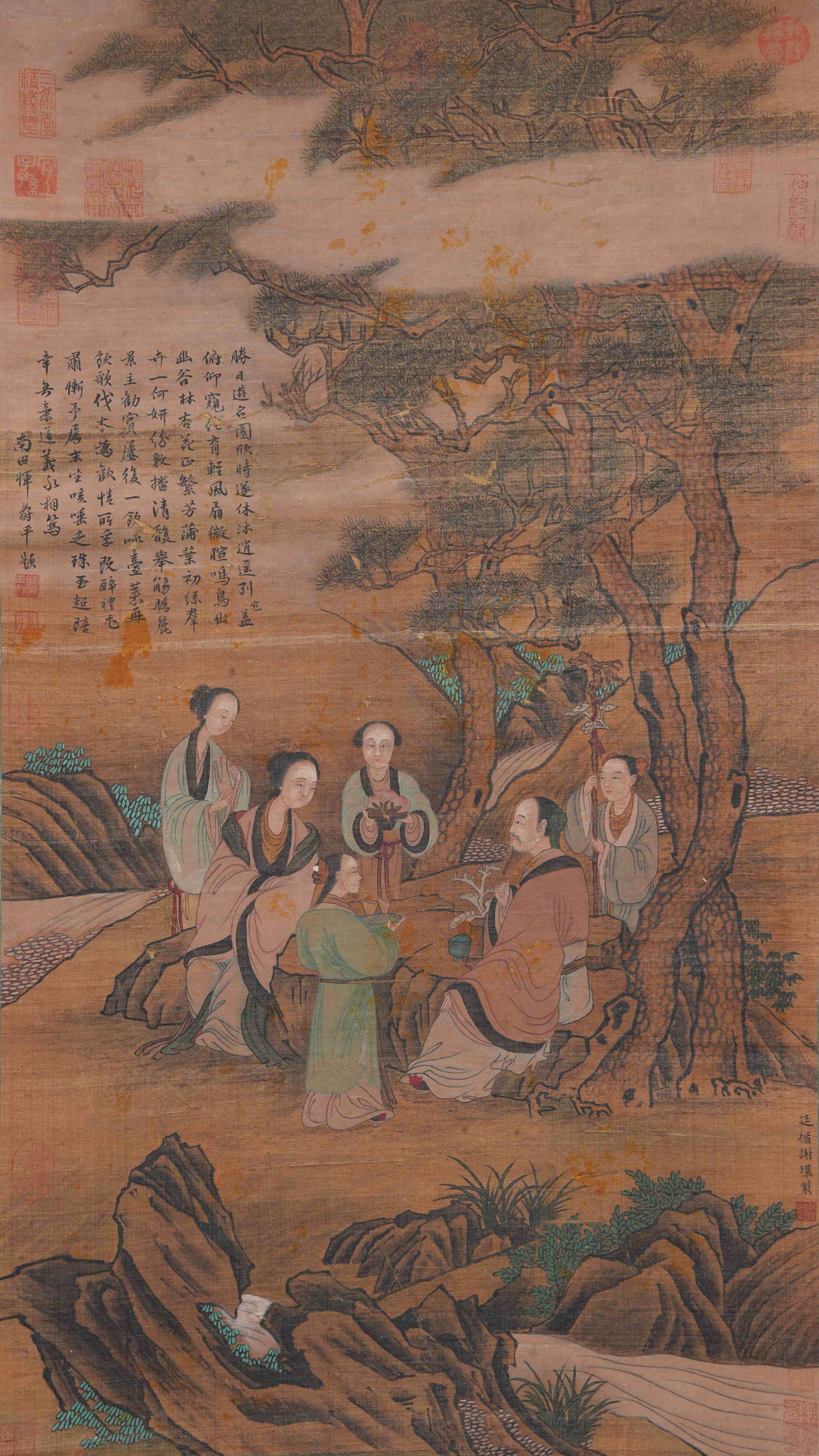 A FIGURE PAINTING ON SILK BY XIE HUAN.謝環: Figure Painting on Silk by Xie Huan.謝環