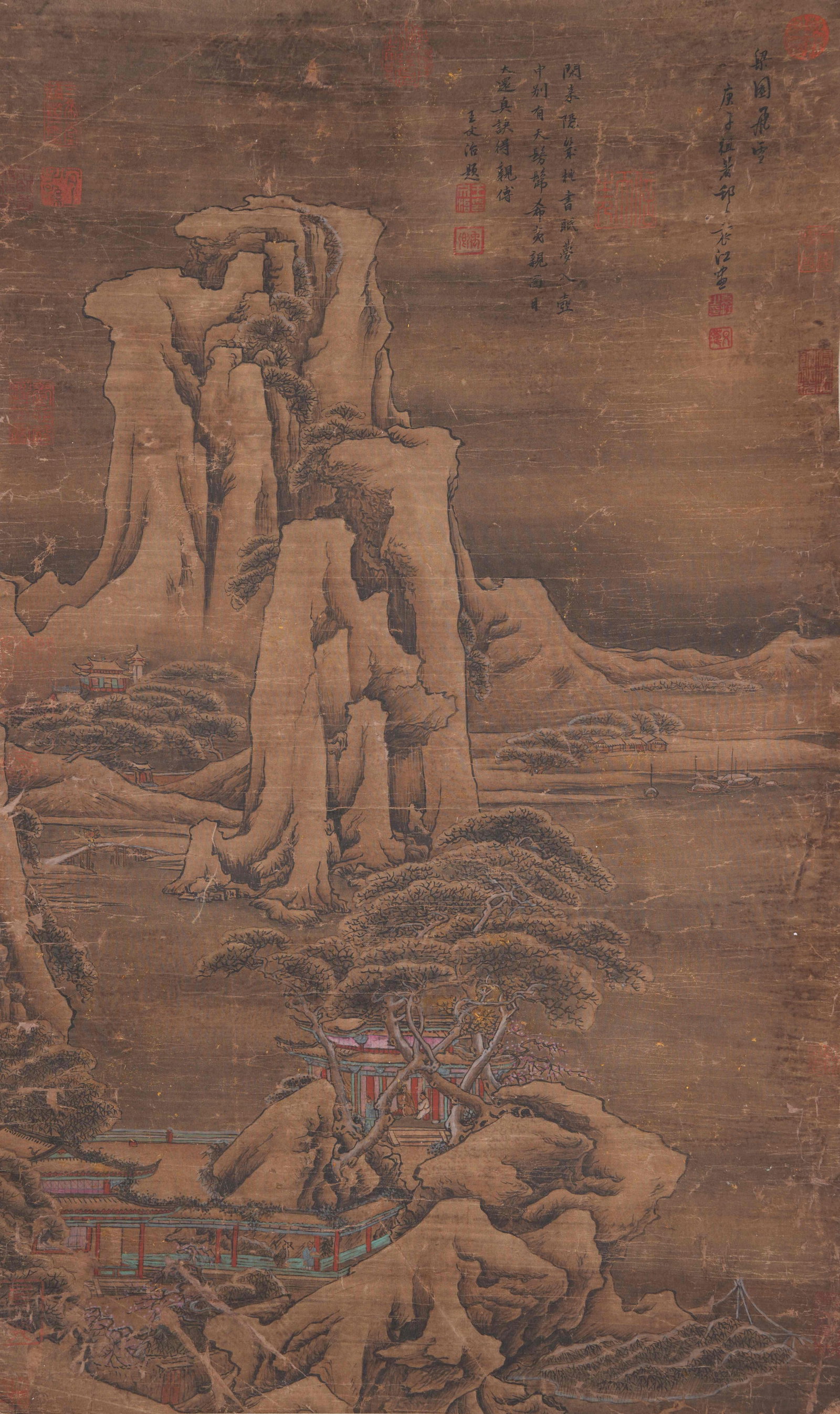 A SNOW SCENE IN LIANG STATE PAINTING ON SILK BY YUAN JIANG.袁江 (1 of 11)