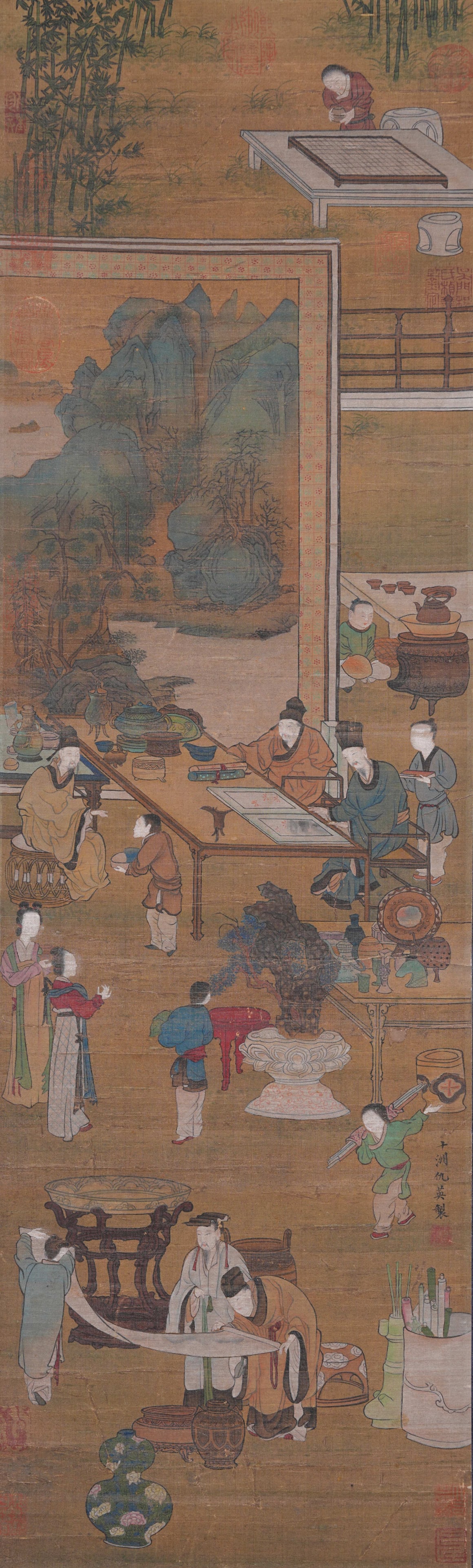 A SCHOLARS GATHERING PAINTING ON SILK BY QIU YING.仇英 (1 of 9)