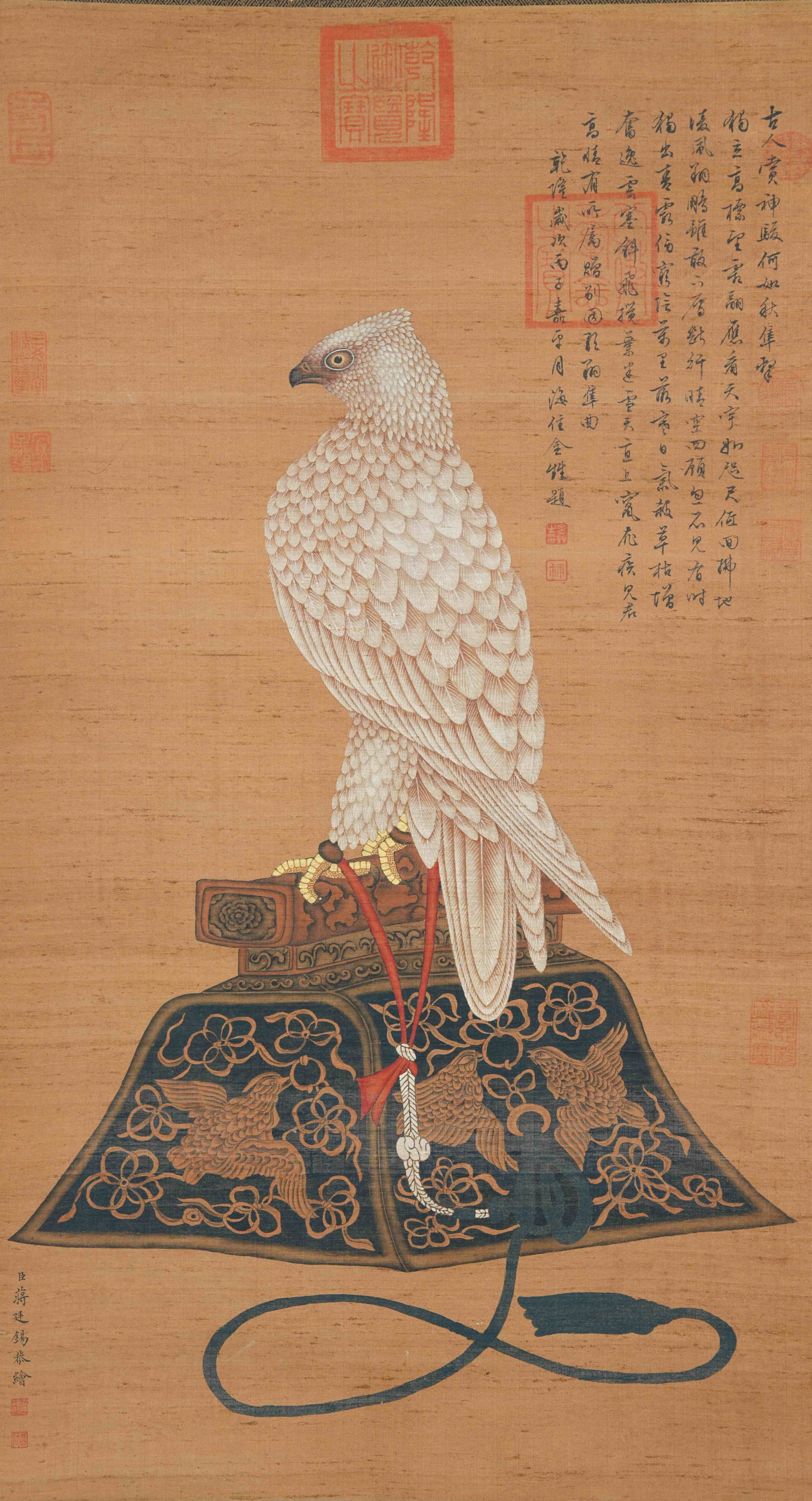 A EAGLE PAINTING ON SILK BY JIANG TINGXI.蔣廷錫 (1 of 9)