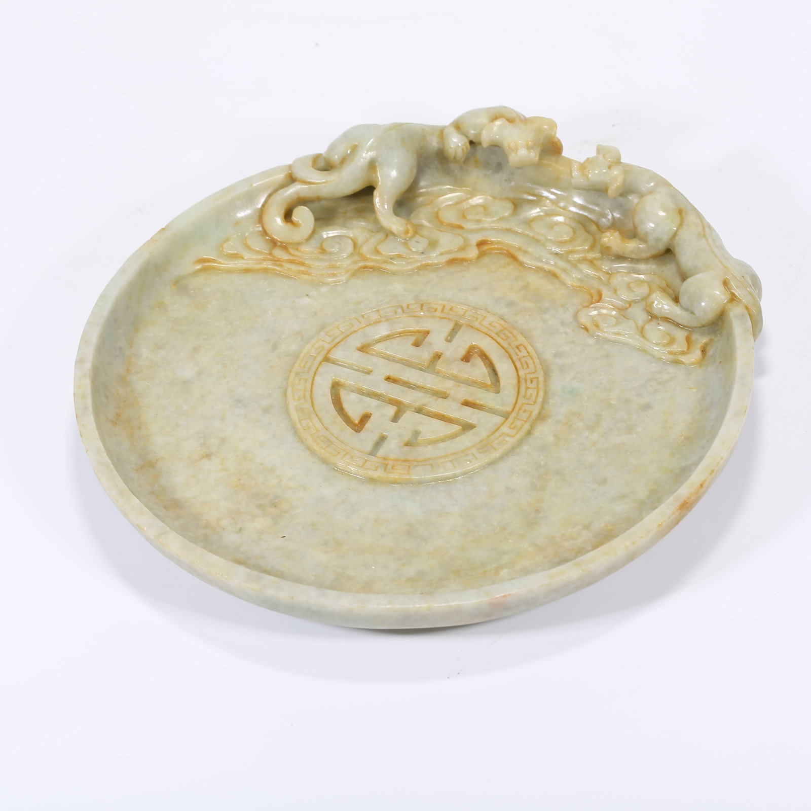A HETIAN JADE BRUSH WASHER WITH LONGEVITY PATTERN (1 of 8)