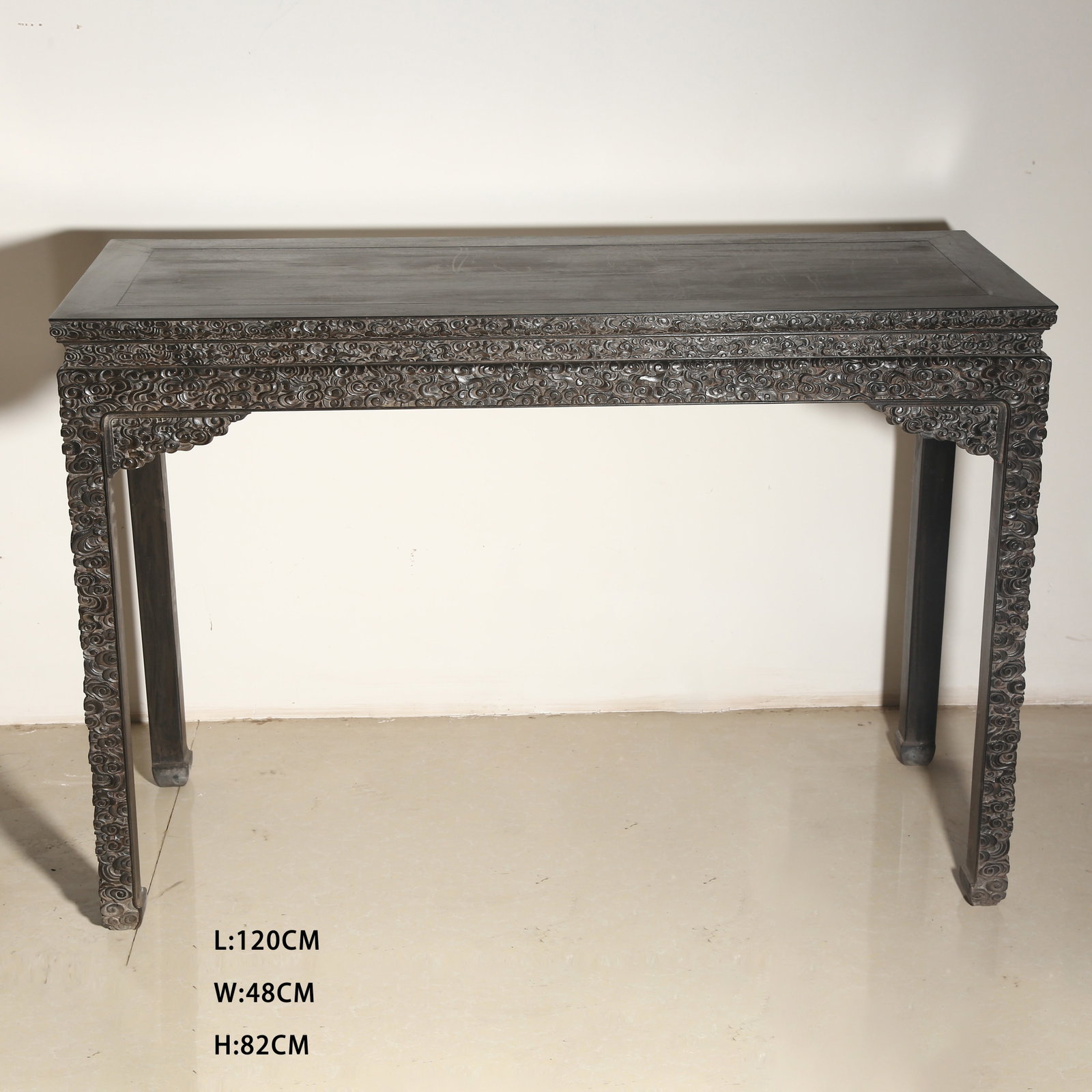 A ZITAN ELABORATE CLOUD PATTERN DESK: Zitan Elaborate Cloud Pattern Desk