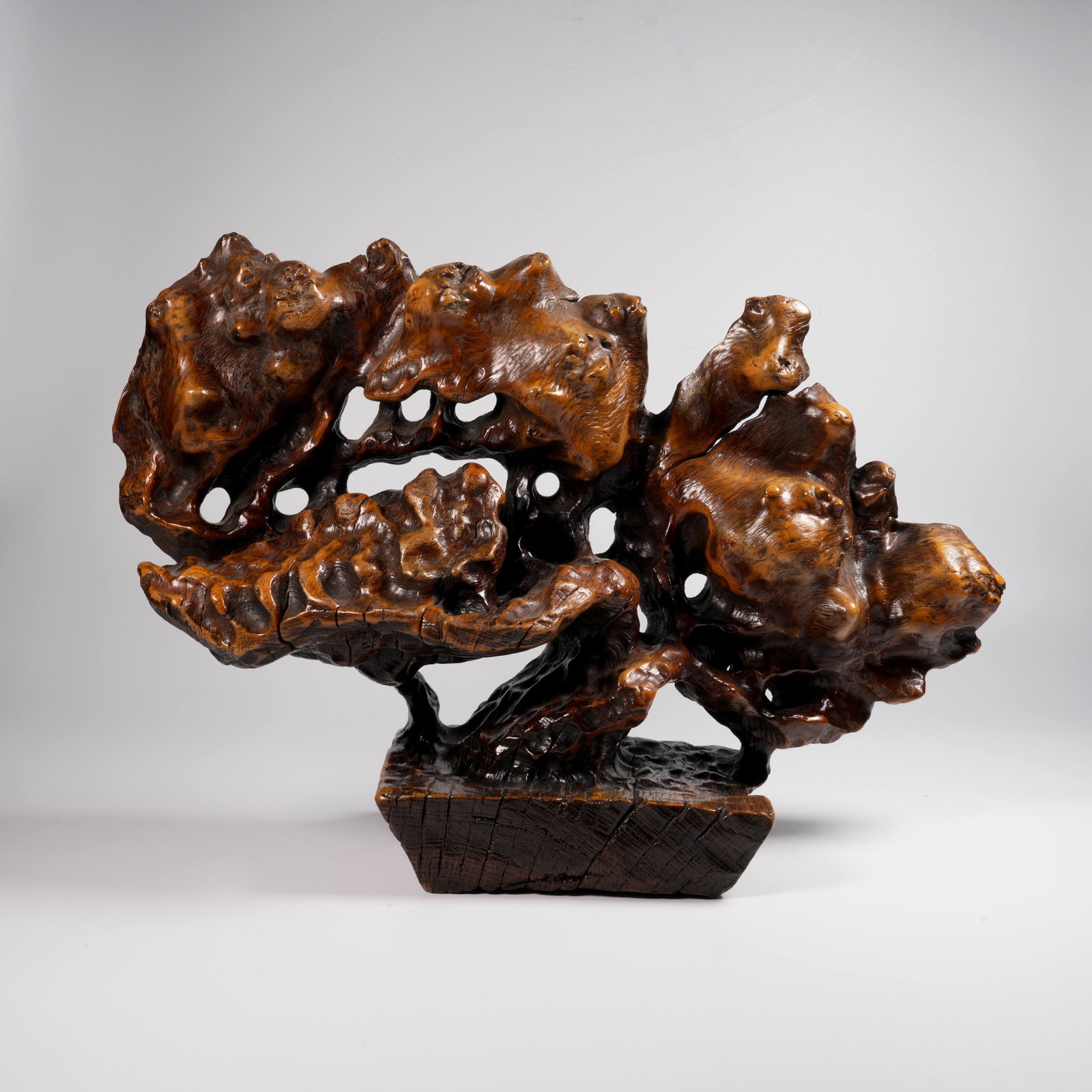 A HUANGHUALI WOOD BONSAI-FORM ORNAMENT: Huanghuali Wood Bonsai-Form Ornament
